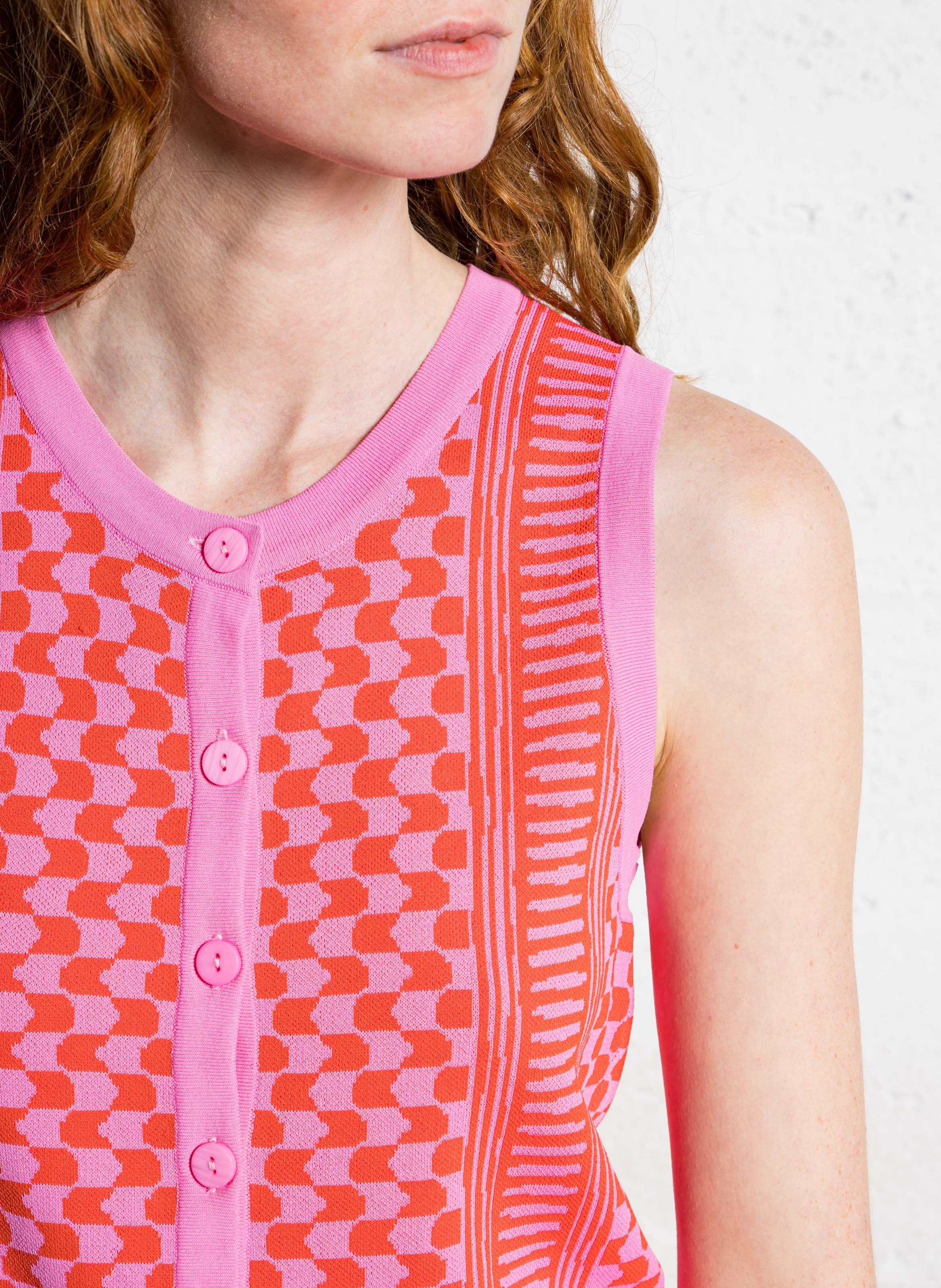 Gilet fin sans manches imprimé SUNCOO Rose