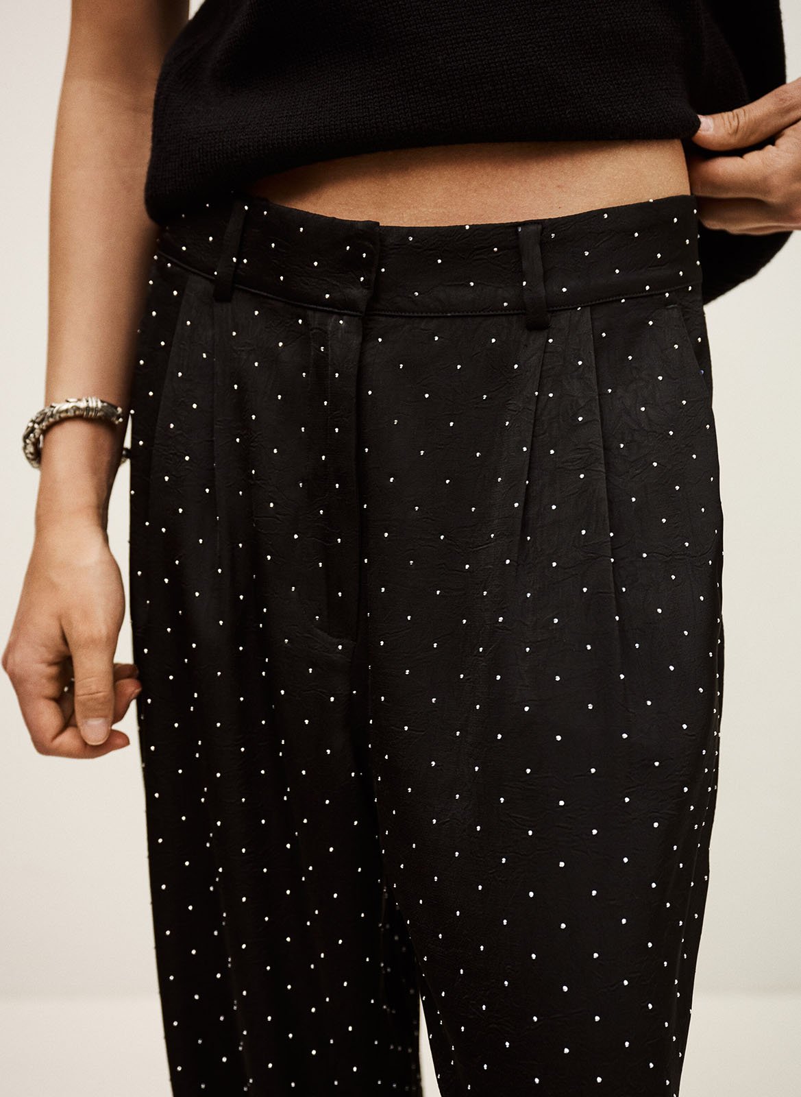 Wide-leg pants with studs BA&SH Black
