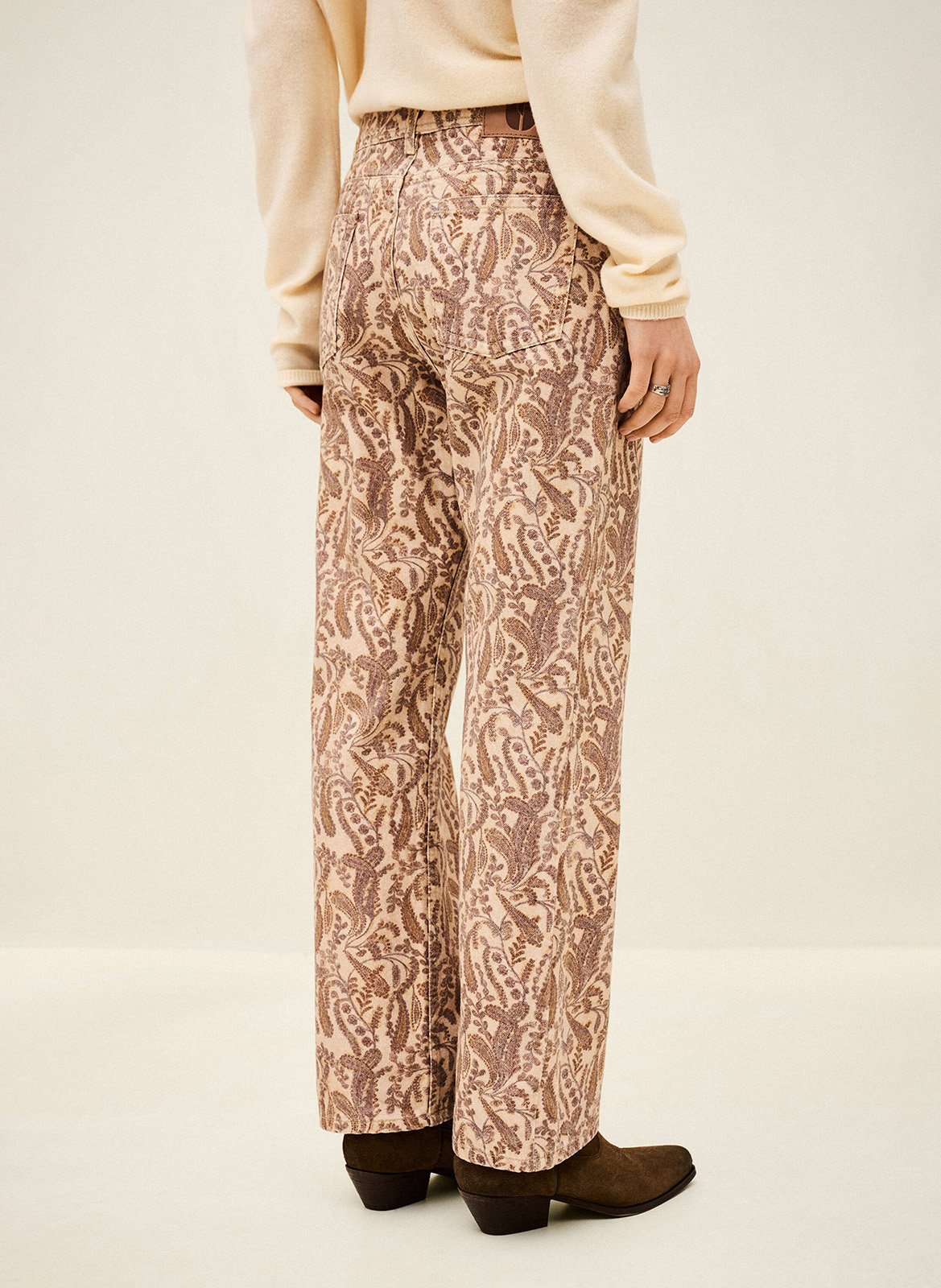 Pantalon droit imprimé BA&SH Beige