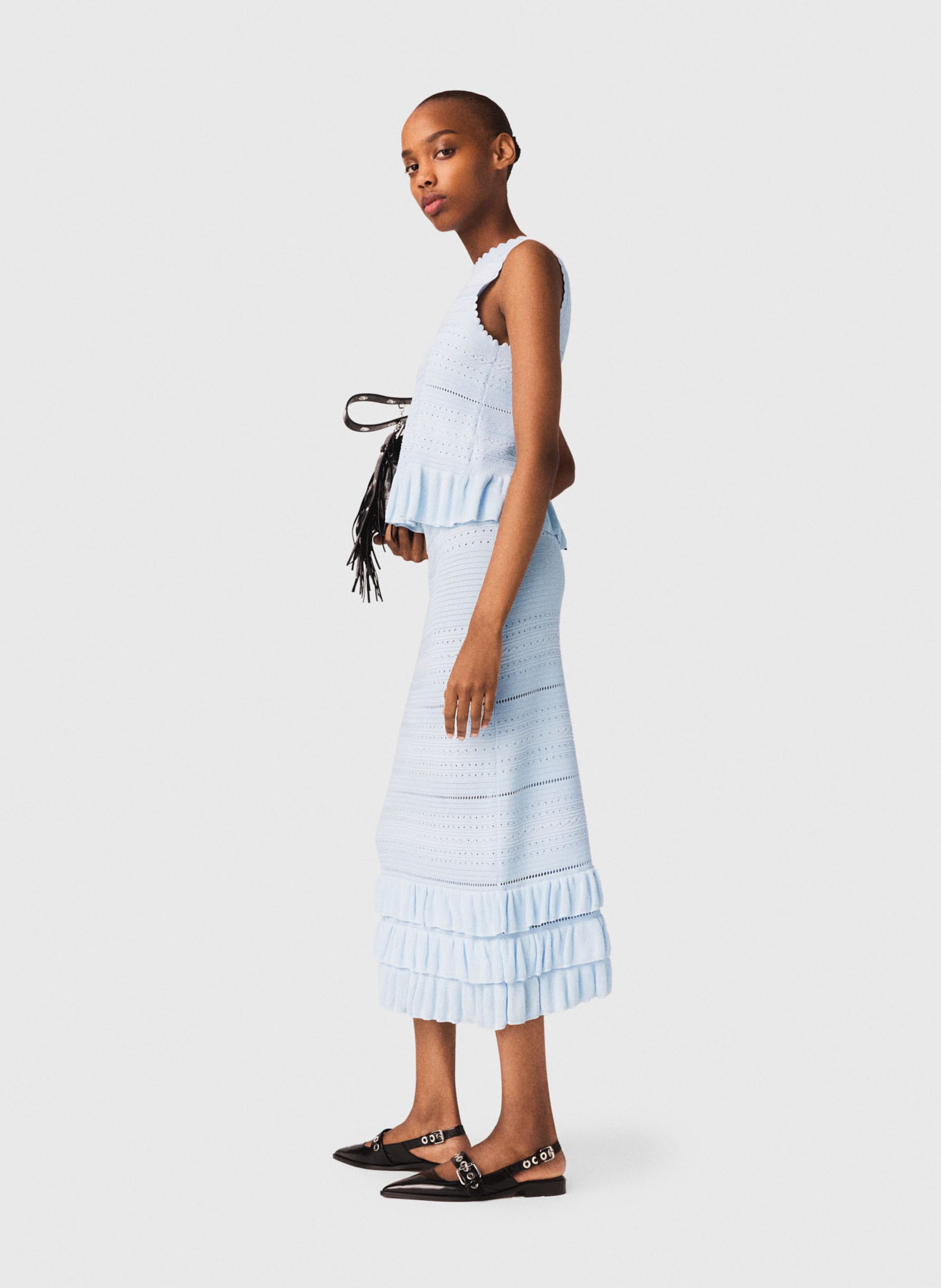 Rok van recht gebreid model MAJE Blauw