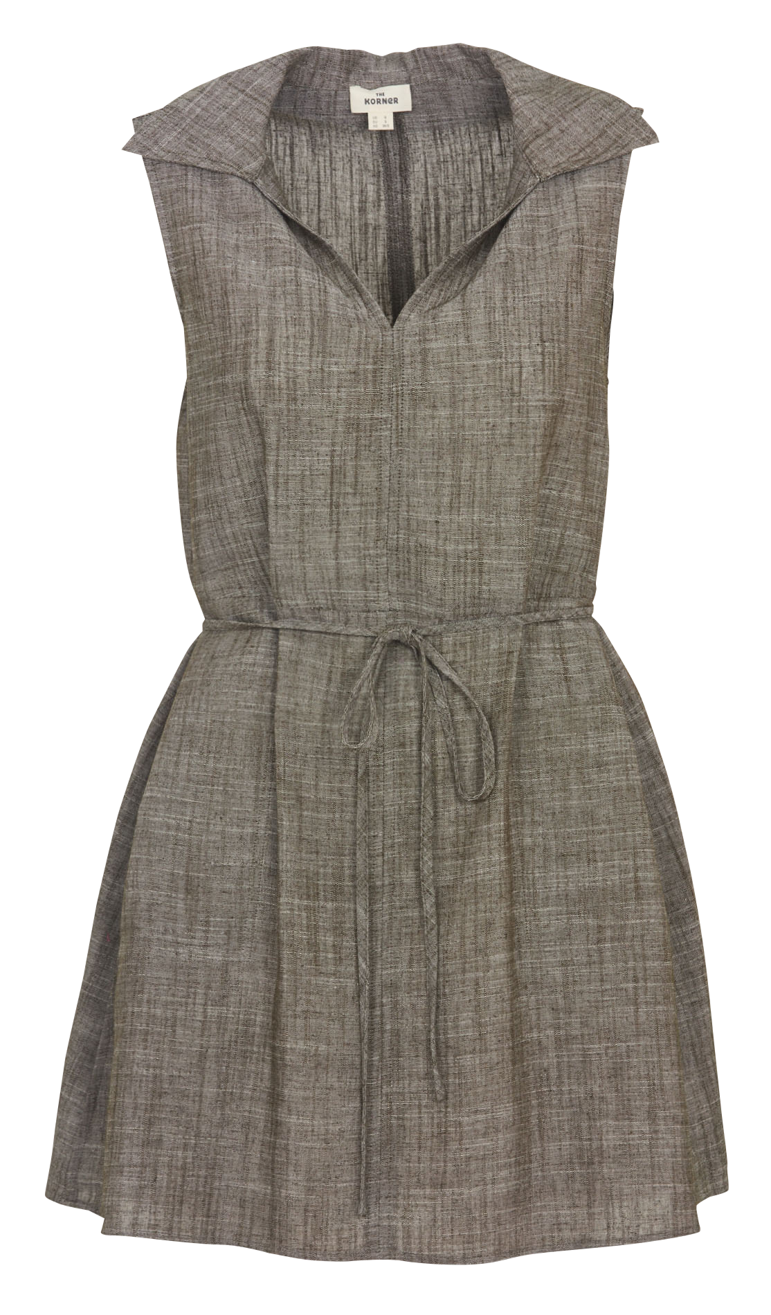 Robe courte col V évasée unie THE KORNER Kaki