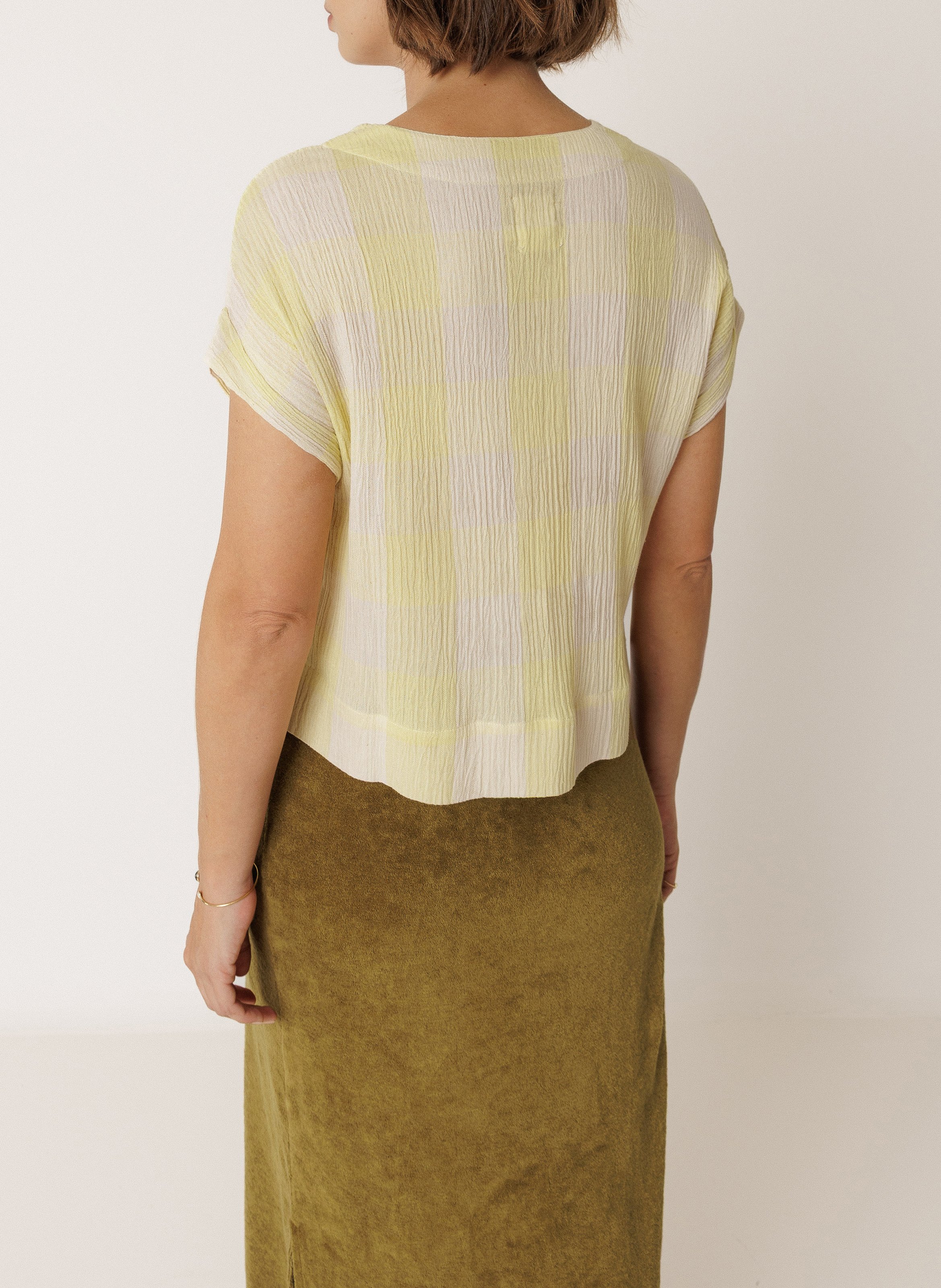 V-neck checkered blouse INDI & COLD Green