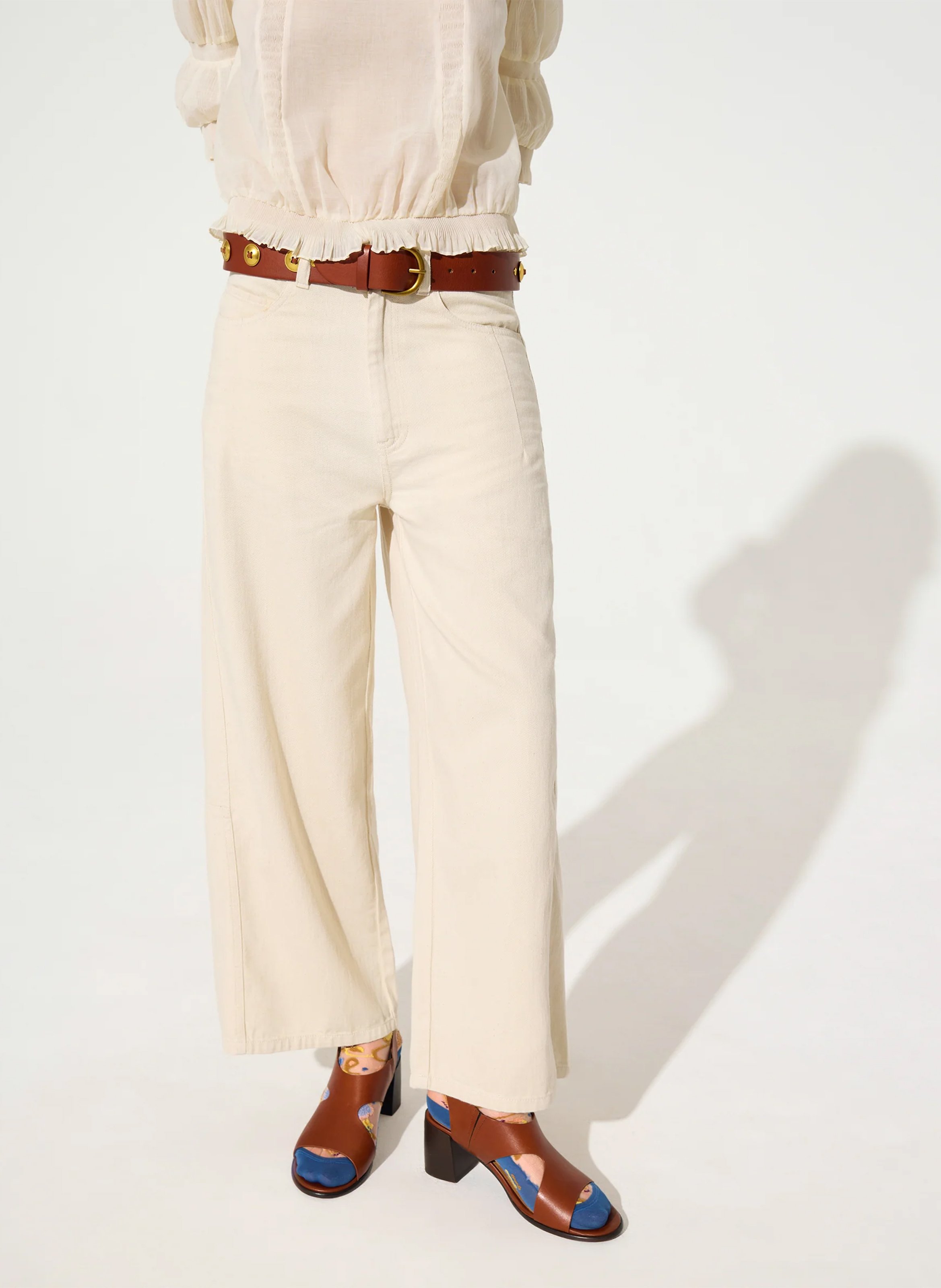 Jean large taille mi haute ACOTE Blanc