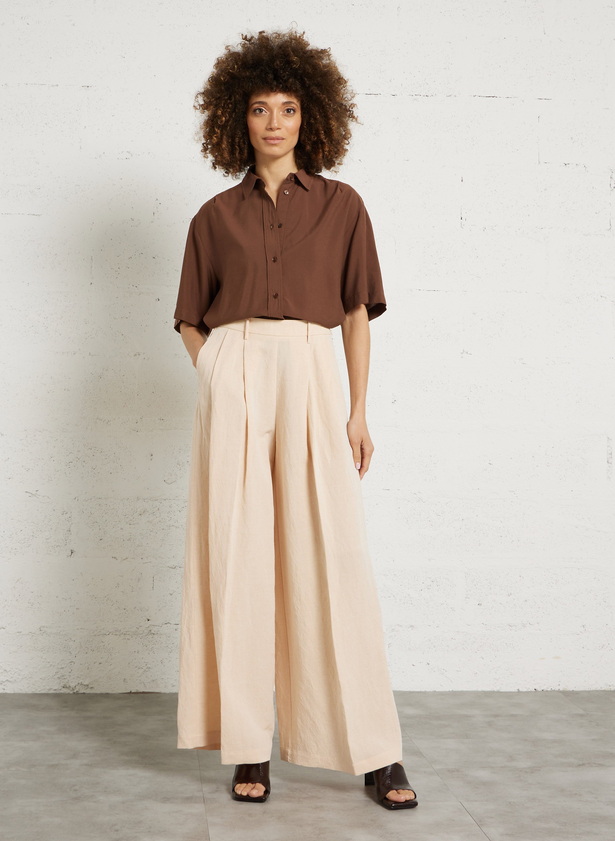 Oversized blouse met klassieke kraag MASSCOB Bruin