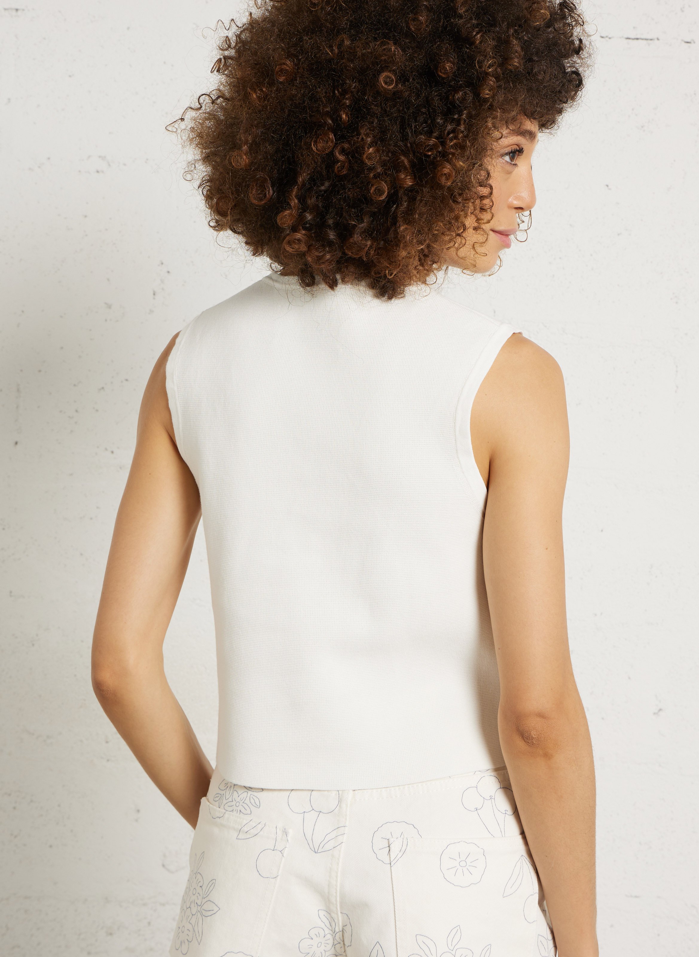 Losse katoenen gebreide top THE TINY BIG SISTER Wit