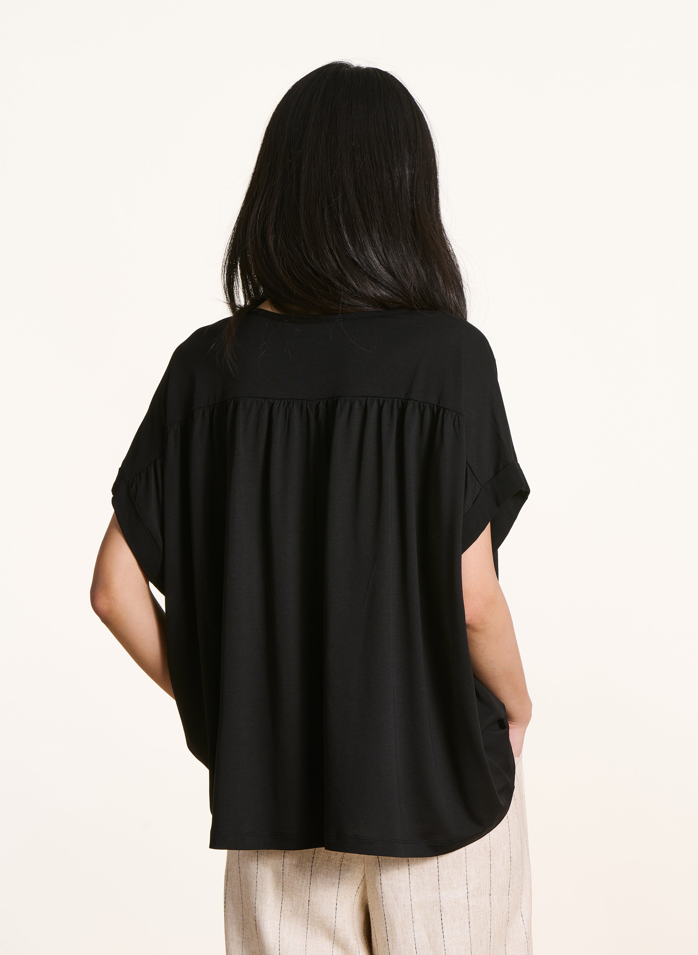 Oversized V-neck T-shirt LA FEE MARABOUTEE Black