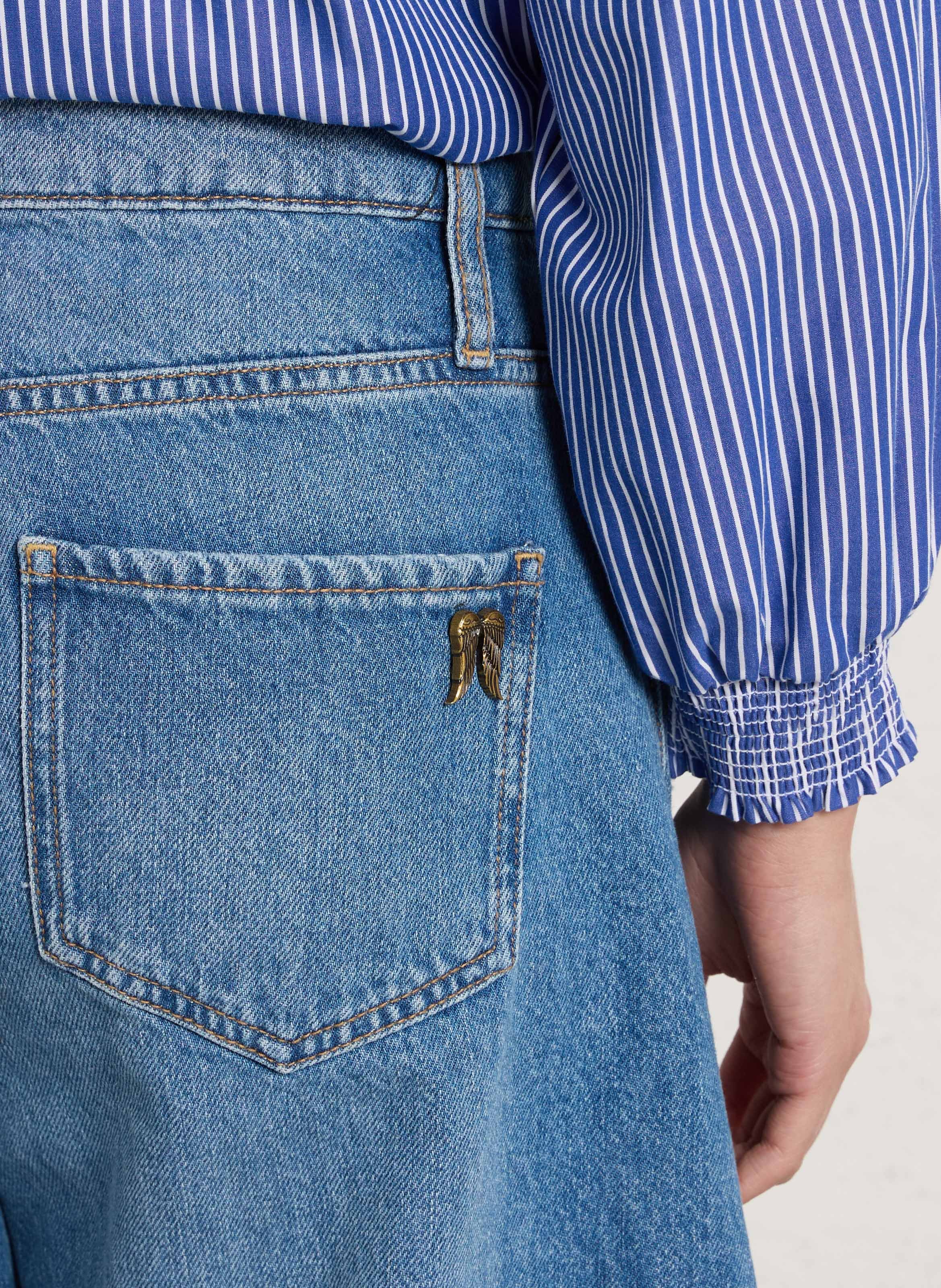 Weite High Waist Jeans aus Baumwoll-Mix BERENICE Blau