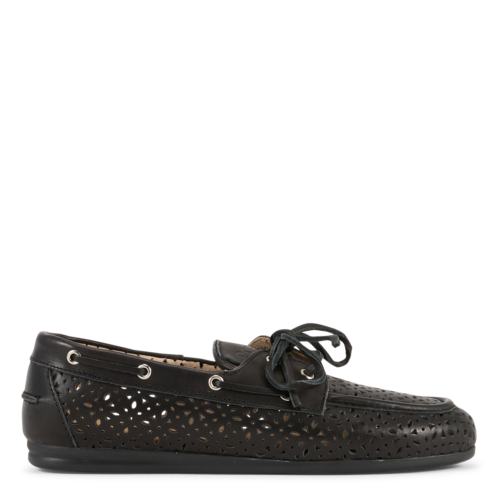 Leather deck shoes POSA Black