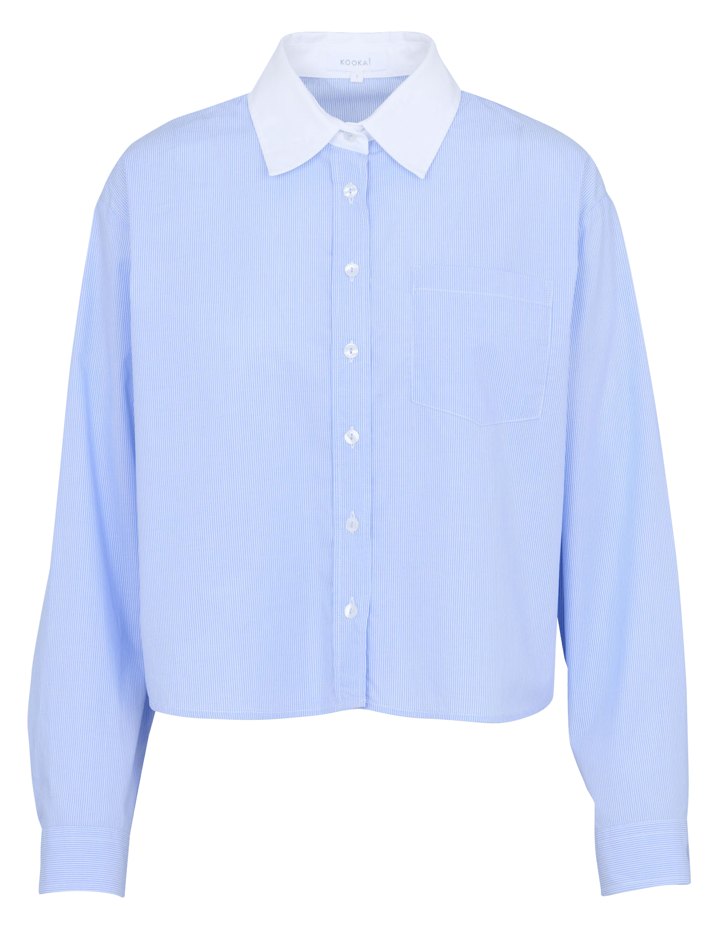 Rechte, gestreepte, katoenen blouse met klassieke kraag KOOKAI