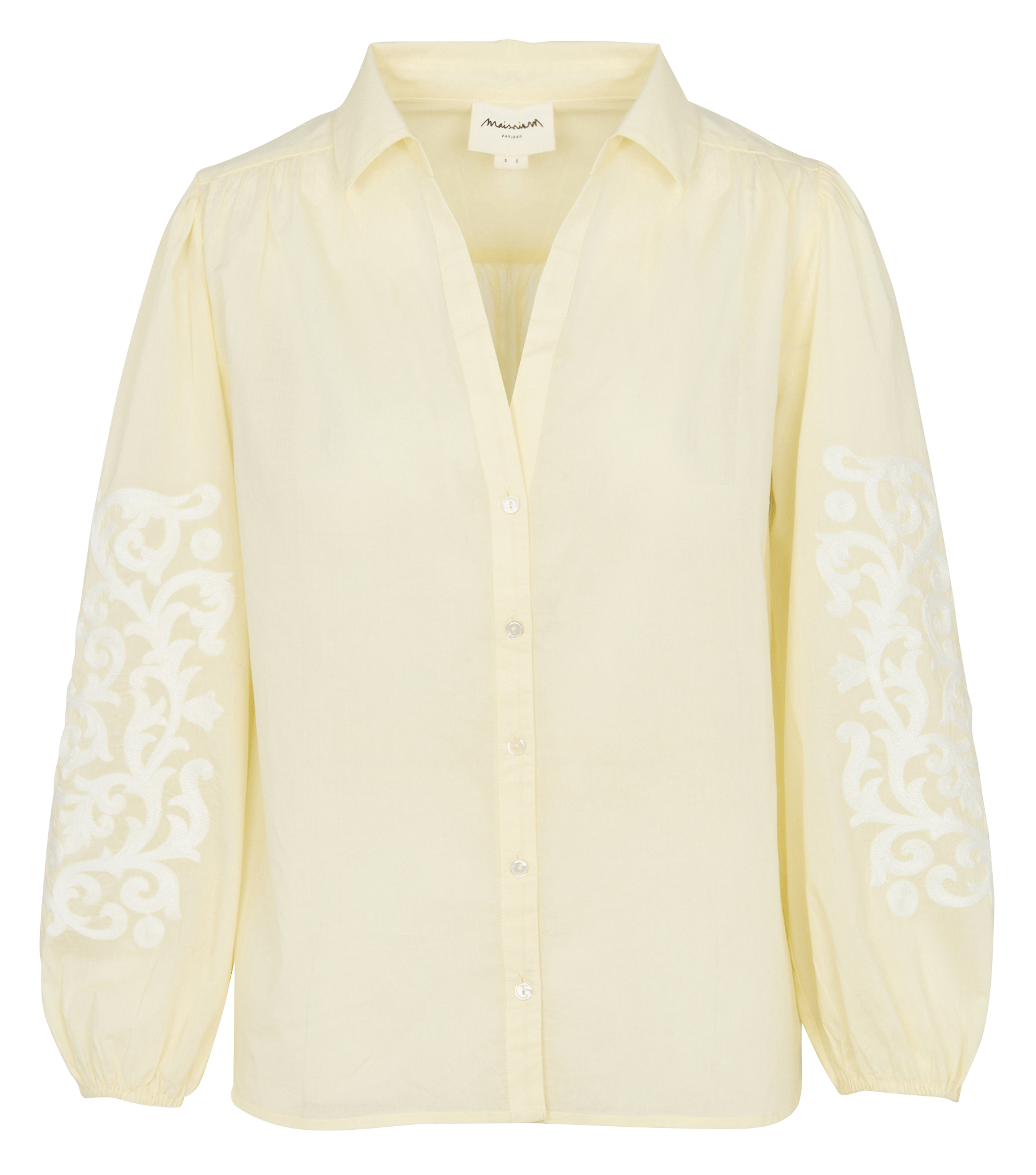 Blouse met V-hals en knoopsluiting van katoen MAISON 123 Geel