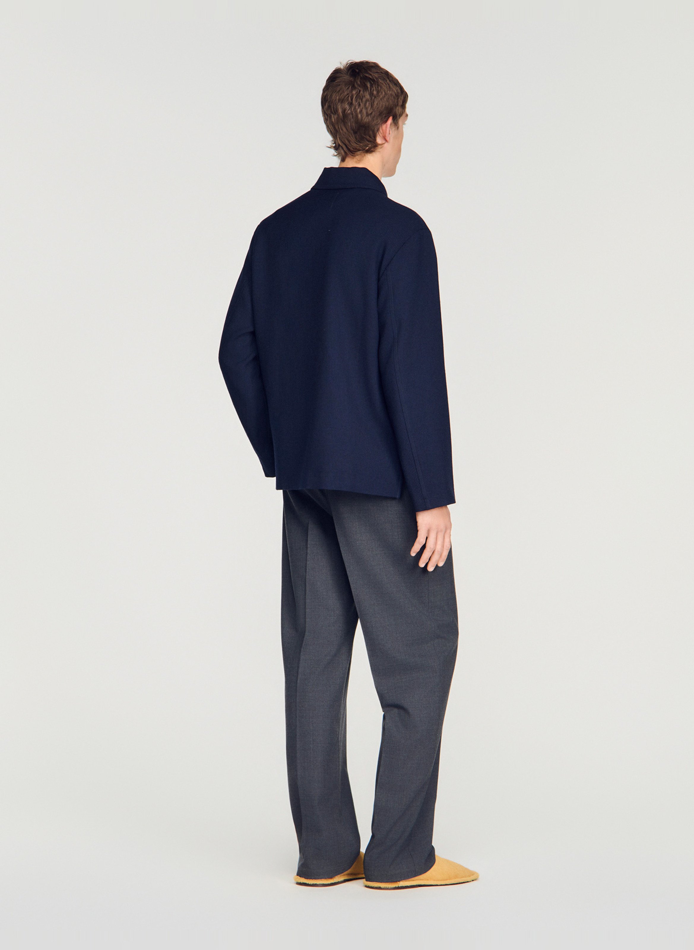 Veste droite en laine SANDRO Bleu