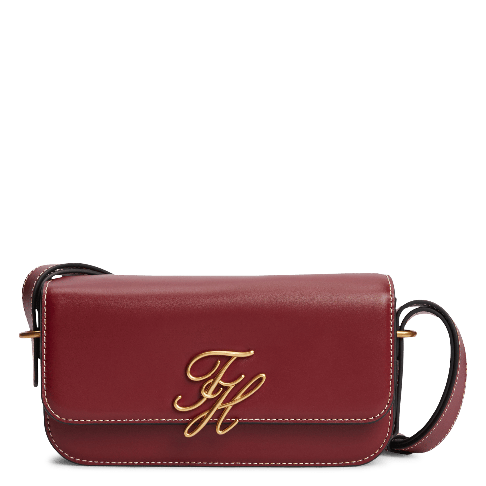Sac bandoulière en cuir TOMMY HILFIGER Prune
