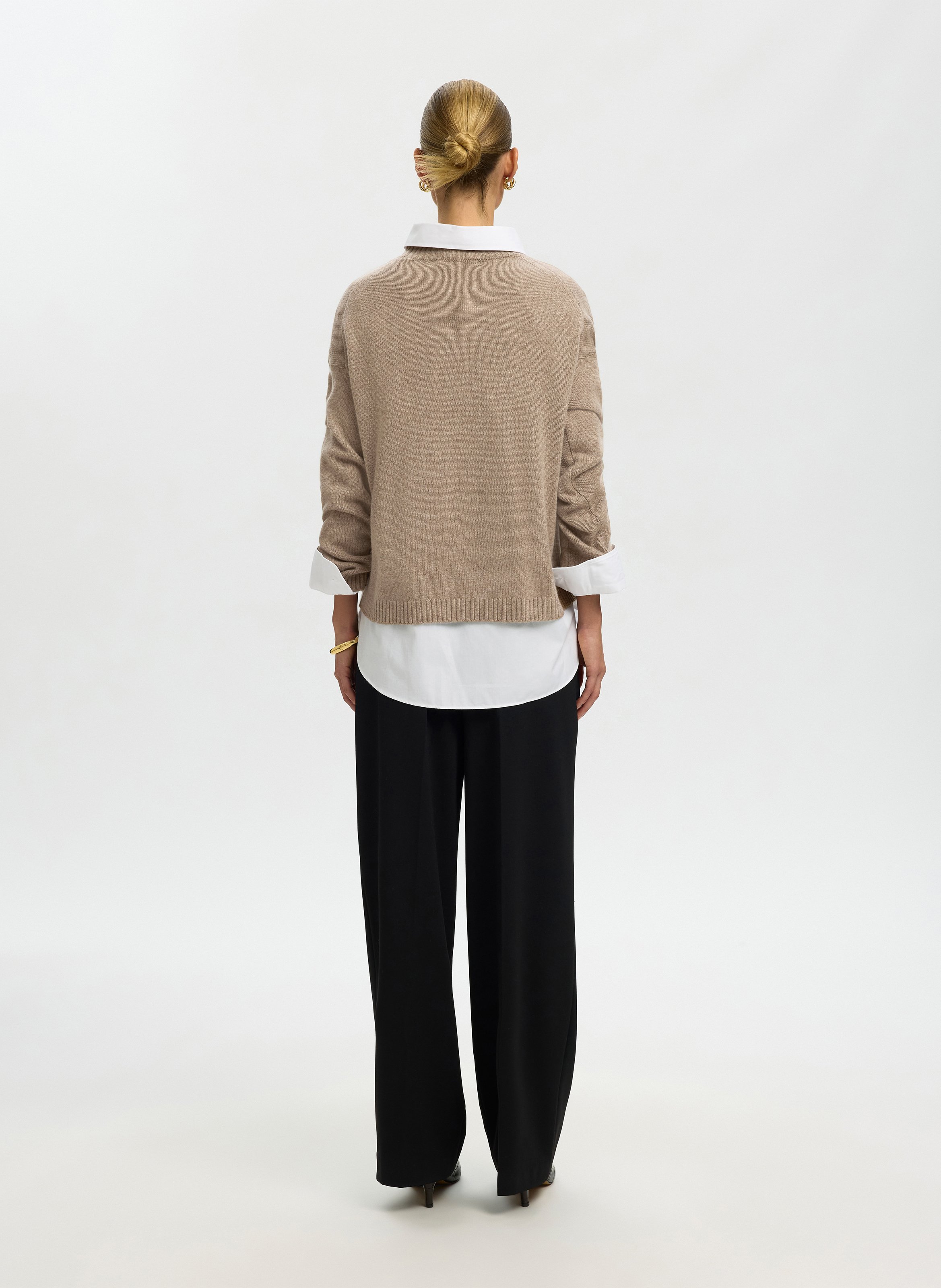 Oversized turtleneck wool and cashmere sweater SELECTED Brown