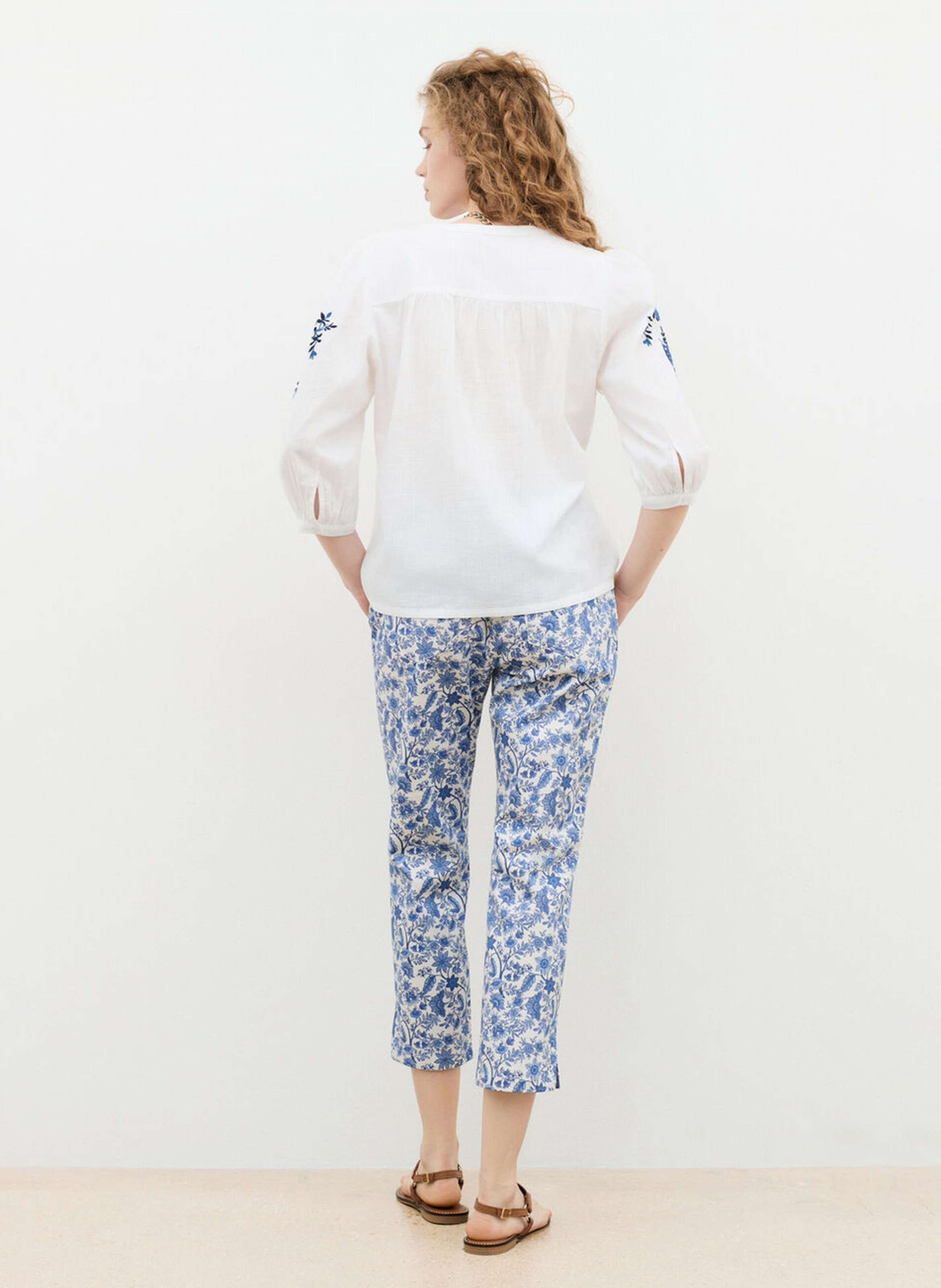 Top oversize en coton brodé CAROLL Blanc