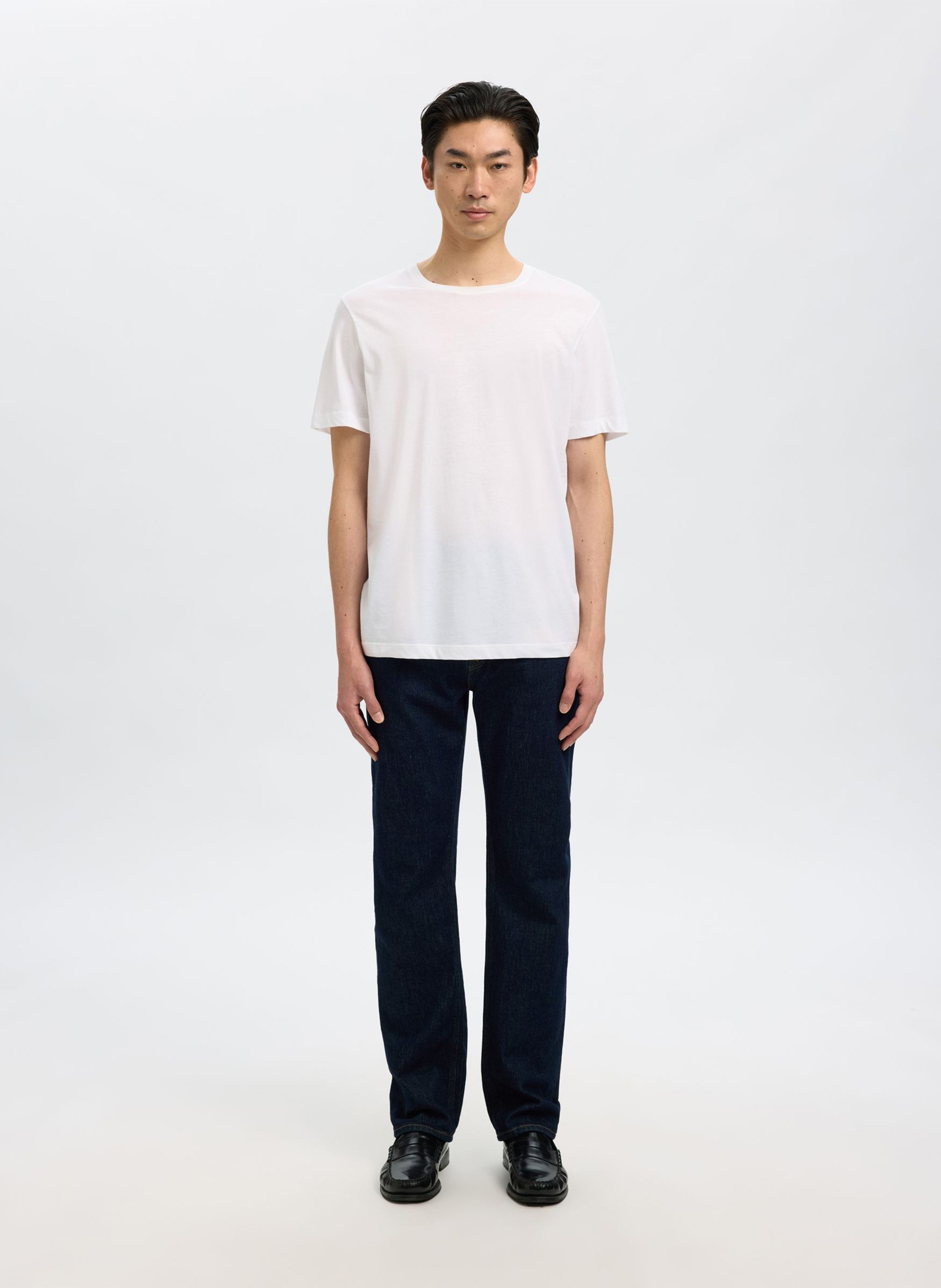 Straight-leg organic cotton-blend jeans SELECTED Blue