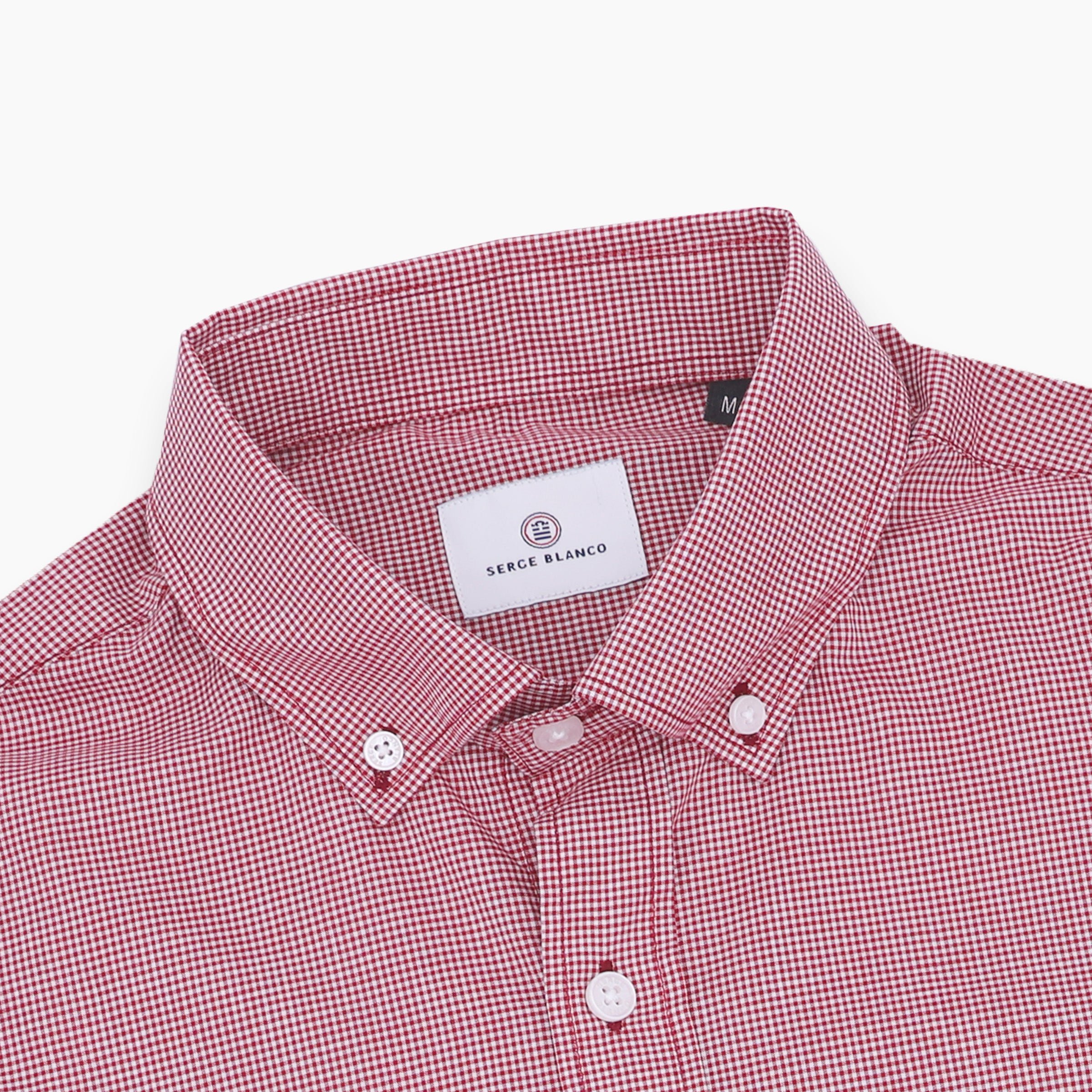 Chemise manches longues en coton à carreaux vichy blancs et rouges SERGE BLANCO Rouge