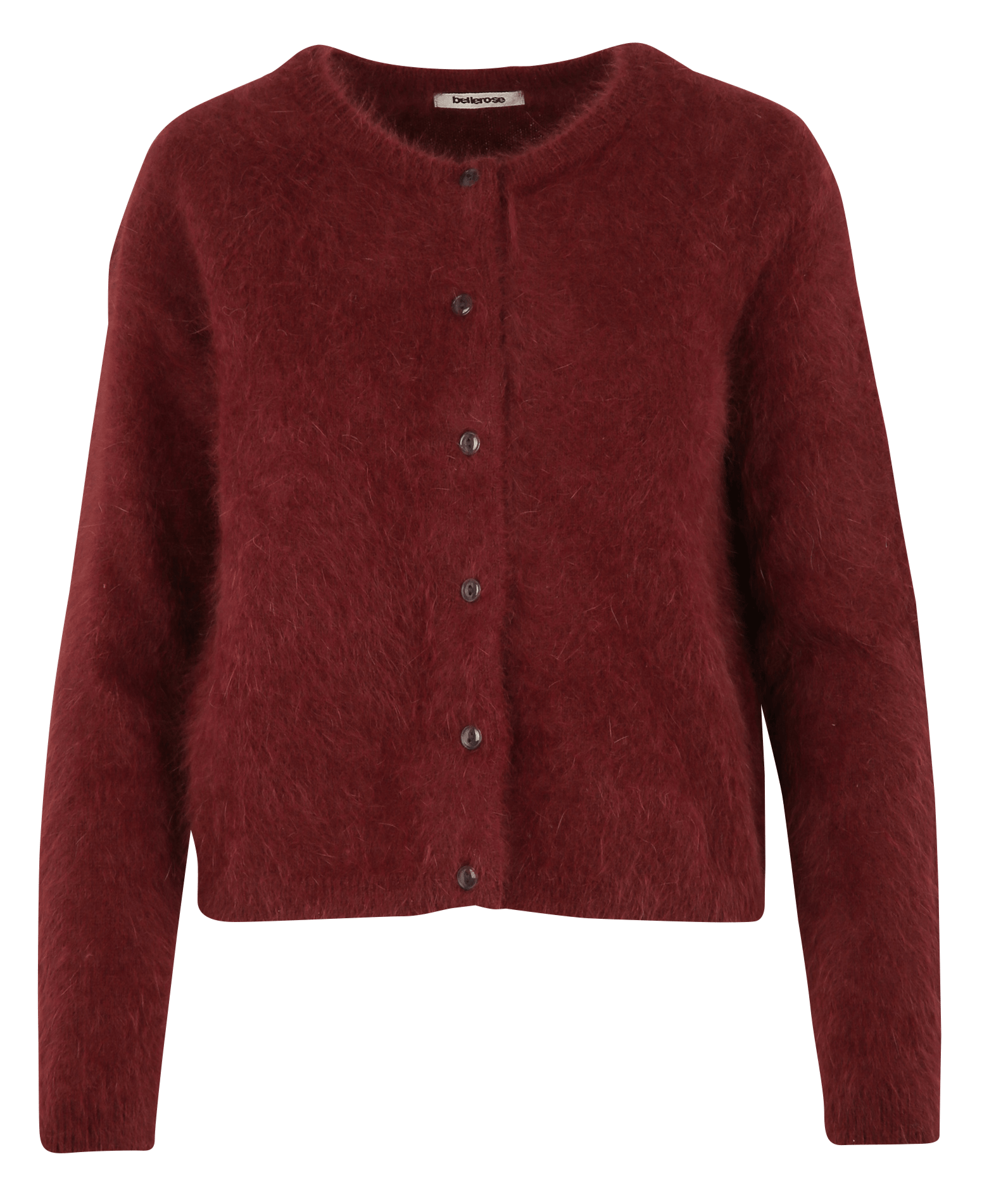 Loose round neck sleeveless cardigan in blended angora BELLEROSE Red