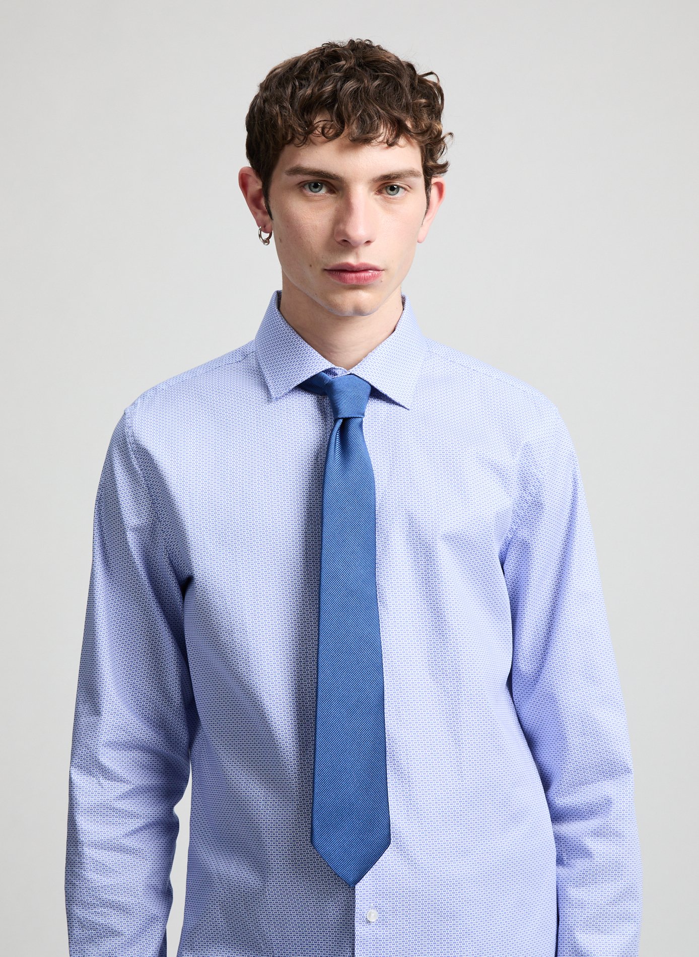 Solid silk tie AU PRINTEMPS PARIS Blue