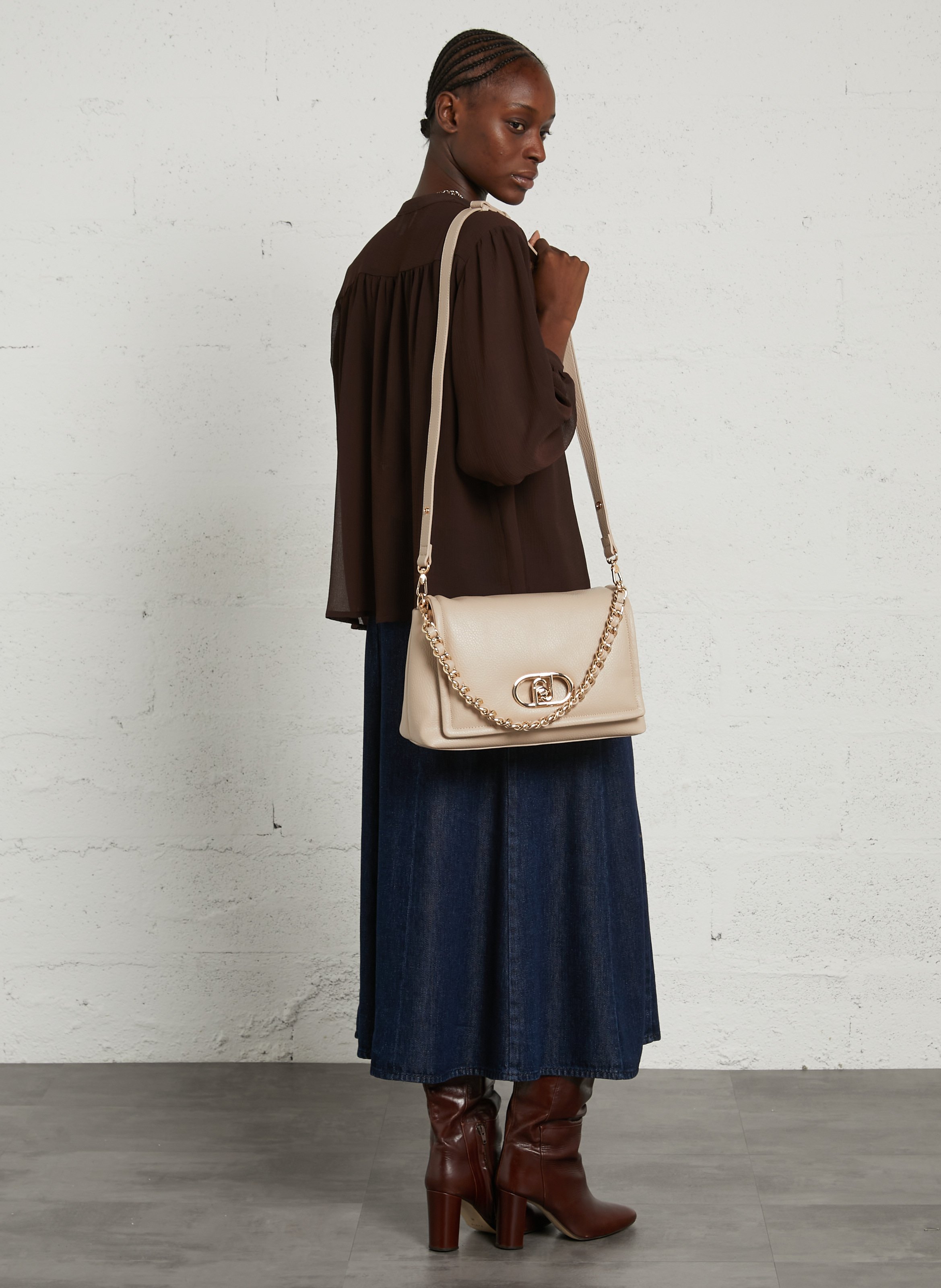 Sac bandoulière effet cuir LIU JO Beige