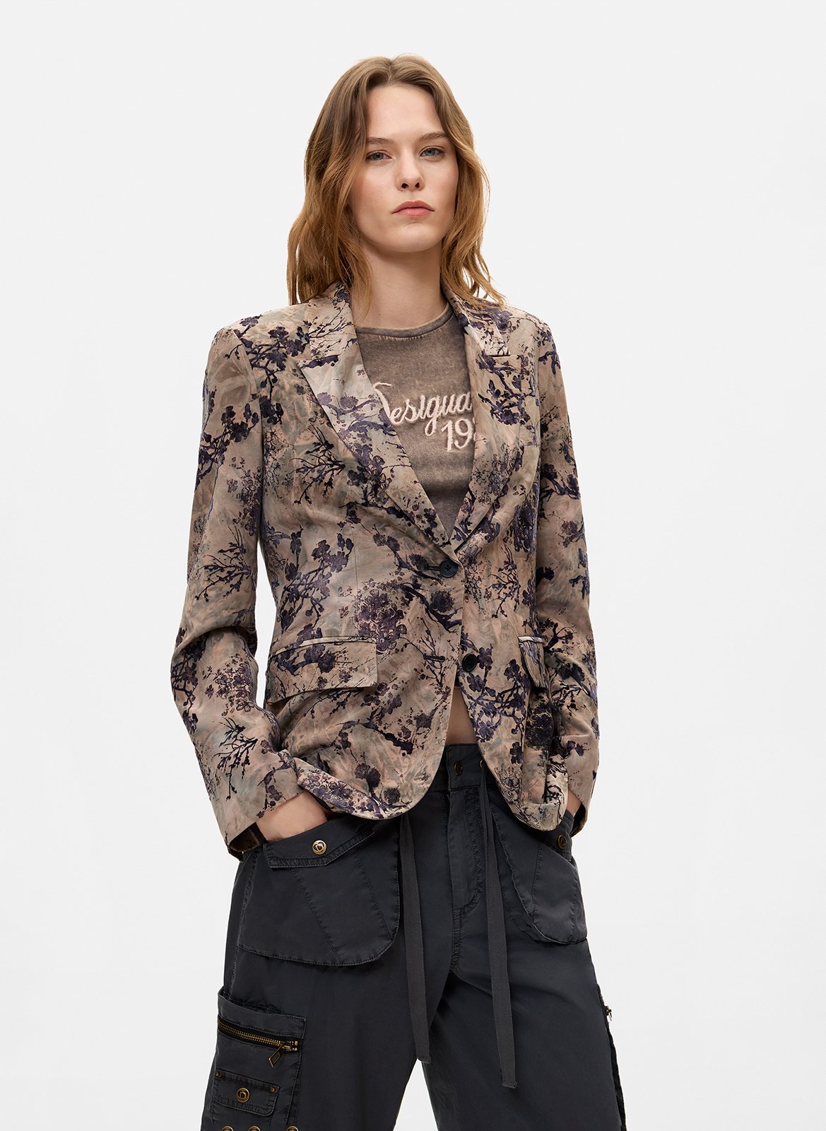 Veste col tailleur imprimée DESIGUAL Noir