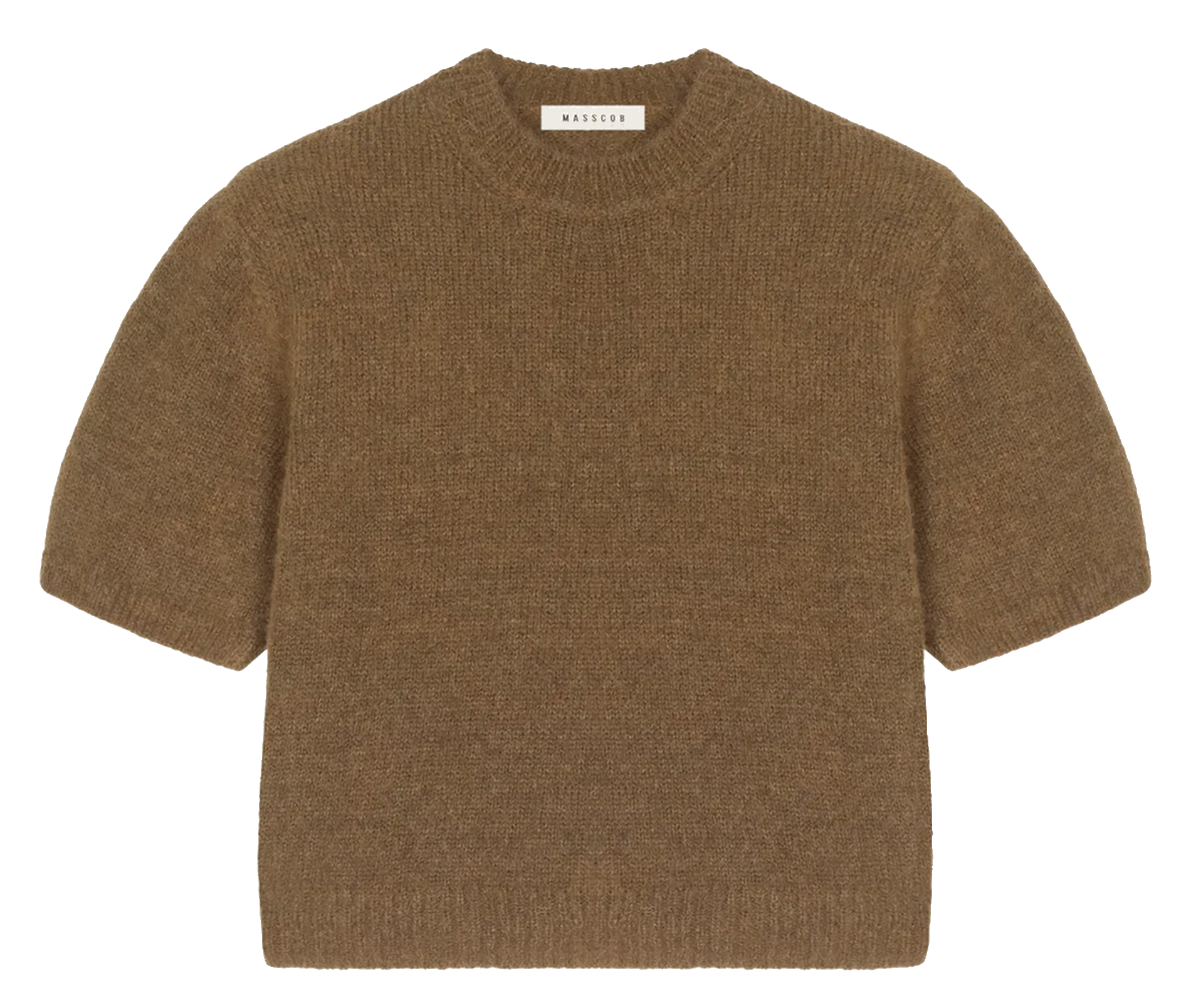 Short-sleeved sweater in blended alpaca and virgin wool MASSCOB Khaki