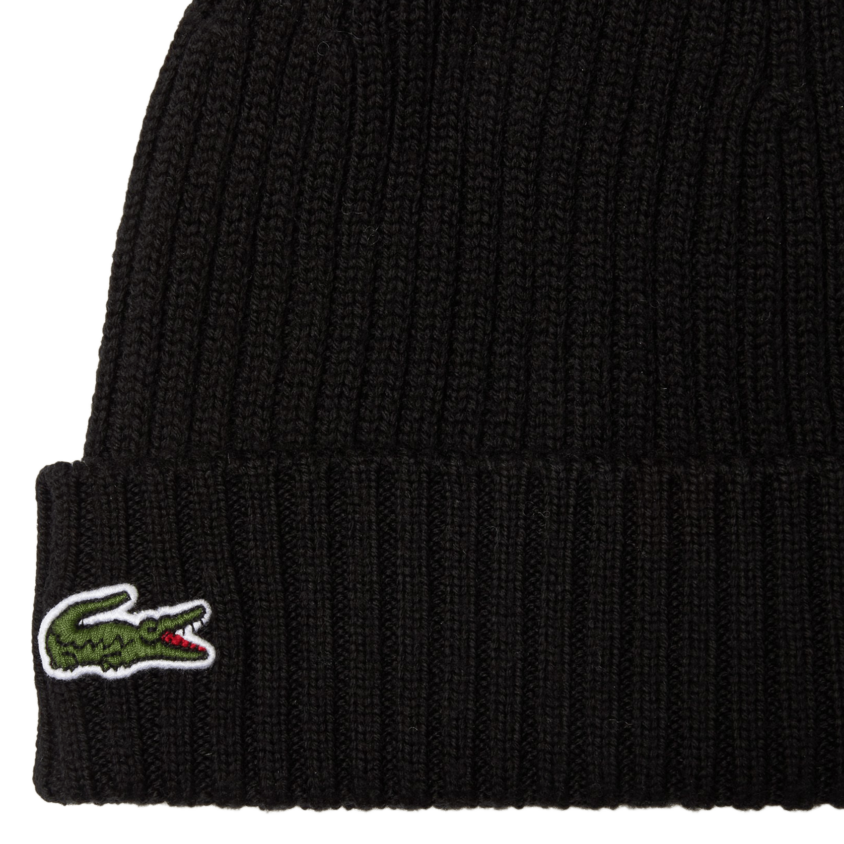 Ribbed wool beanie LACOSTE Black