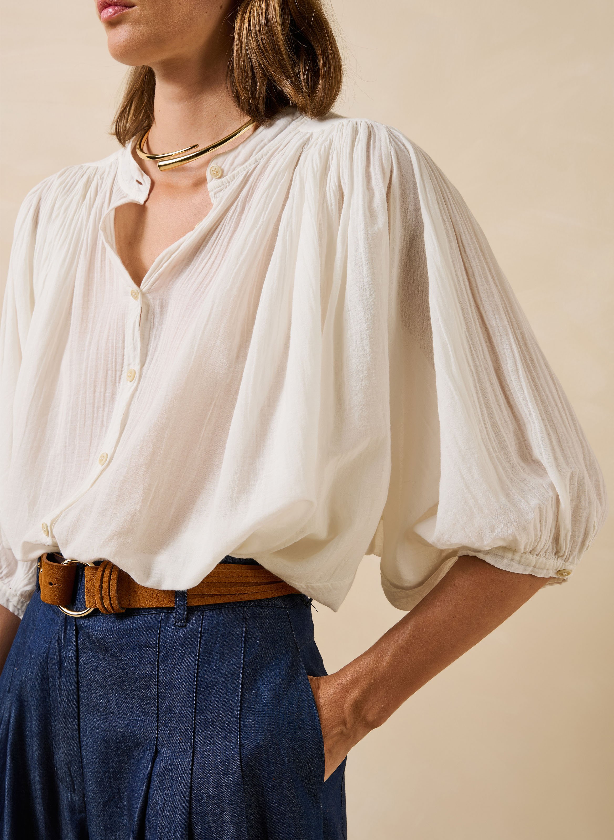 Capri plain oversized shirt LA FEE MARABOUTEE White