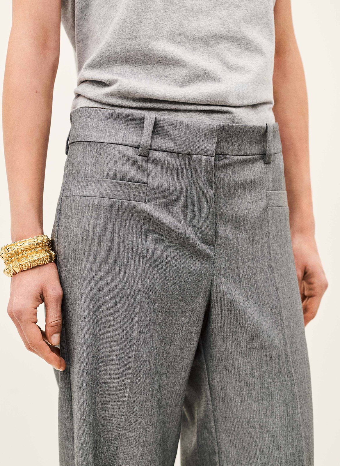 Pantalon tailleur droit uni BA&SH Gris
