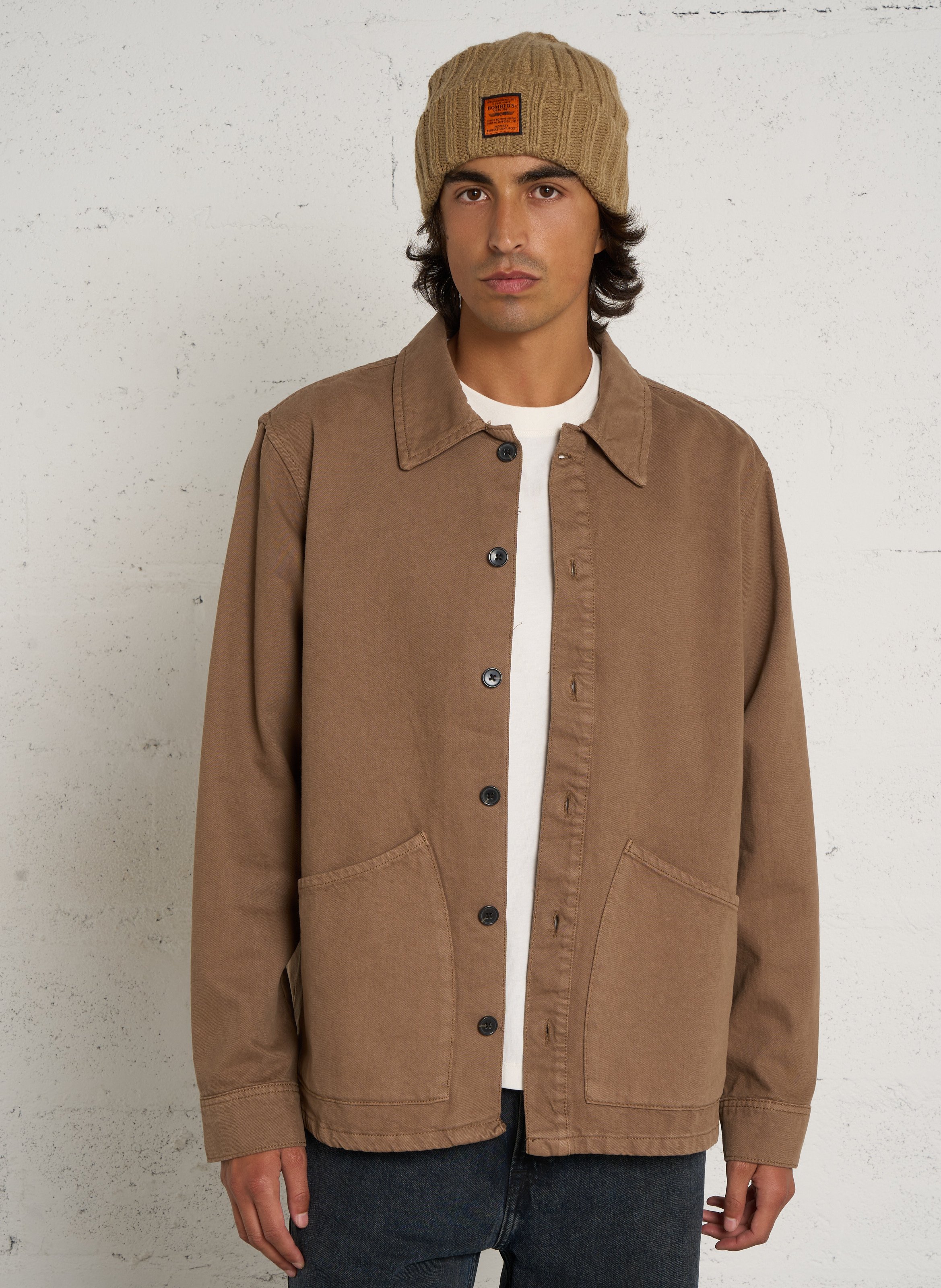 Jacket with classic cotton collar SOLID White