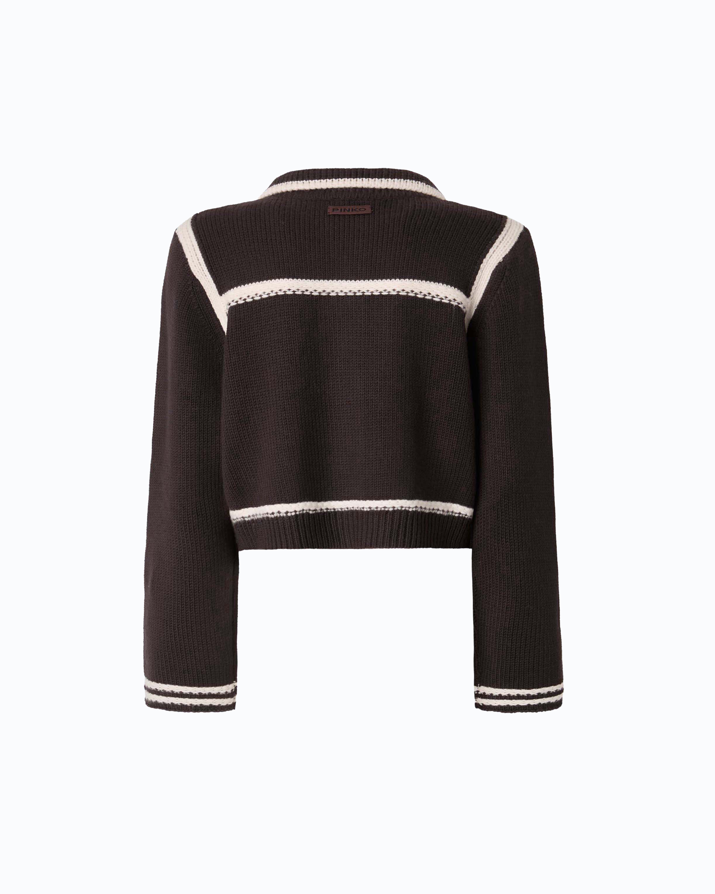 Merino wool jacket with contrasting trims PINKO Brown