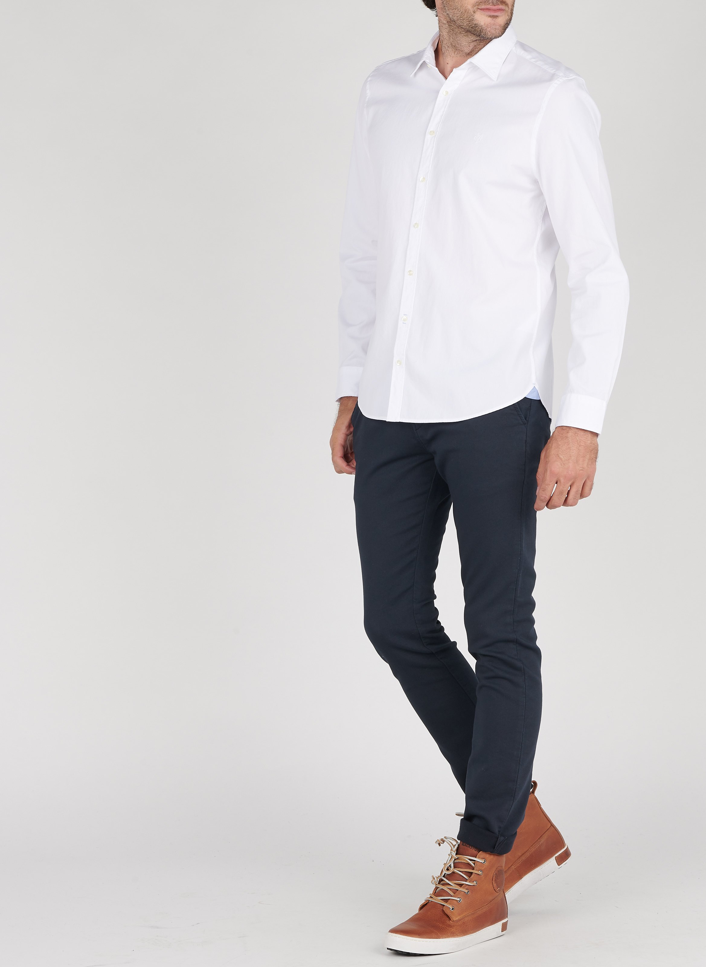 Chemise col classique shaped fit en coton MARC O'POLO Blanc