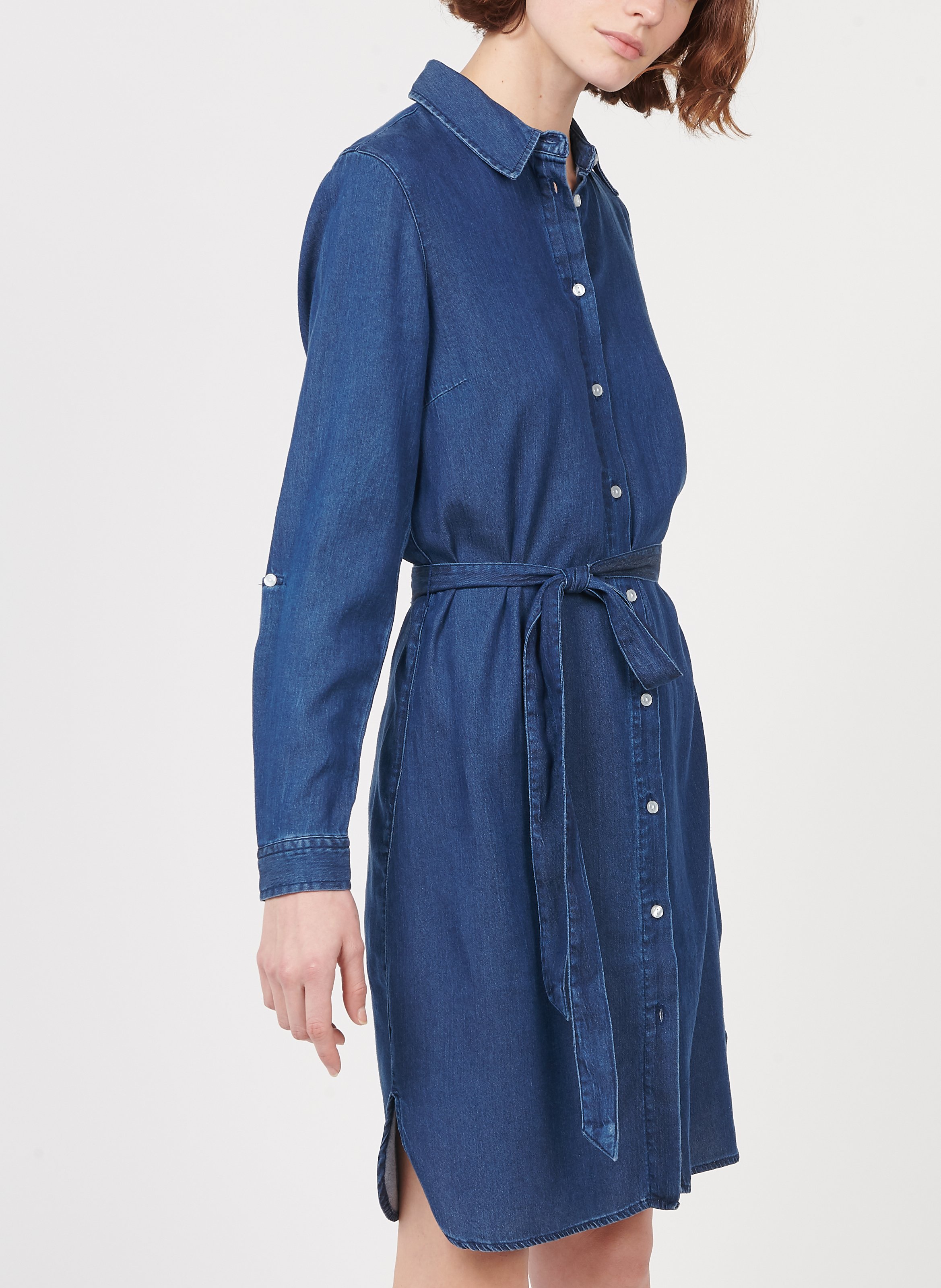 Robe courte chemise en chambray VILA Bleu