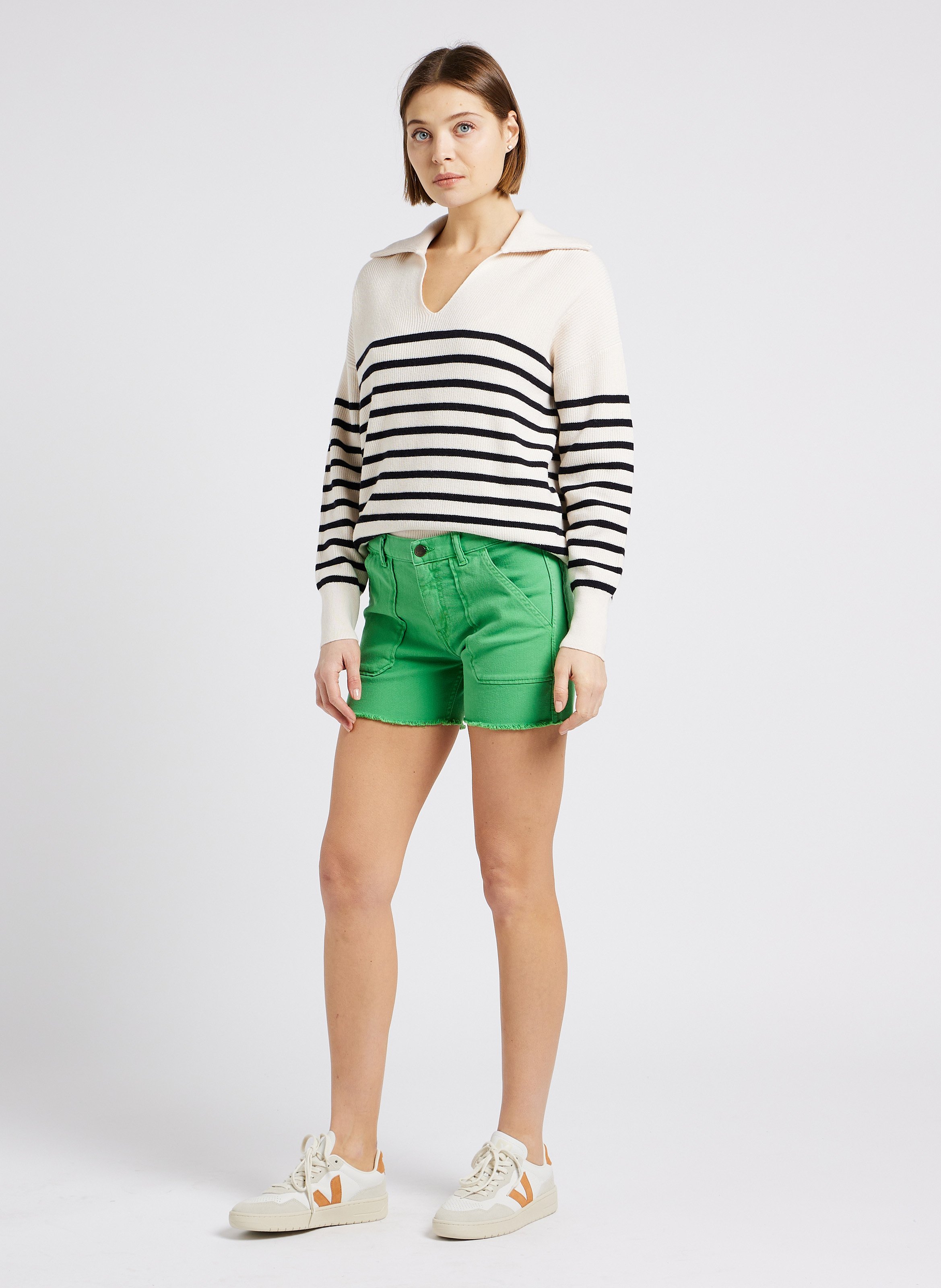 Straight-leg stretch denim shorts ACQUAVERDE Green
