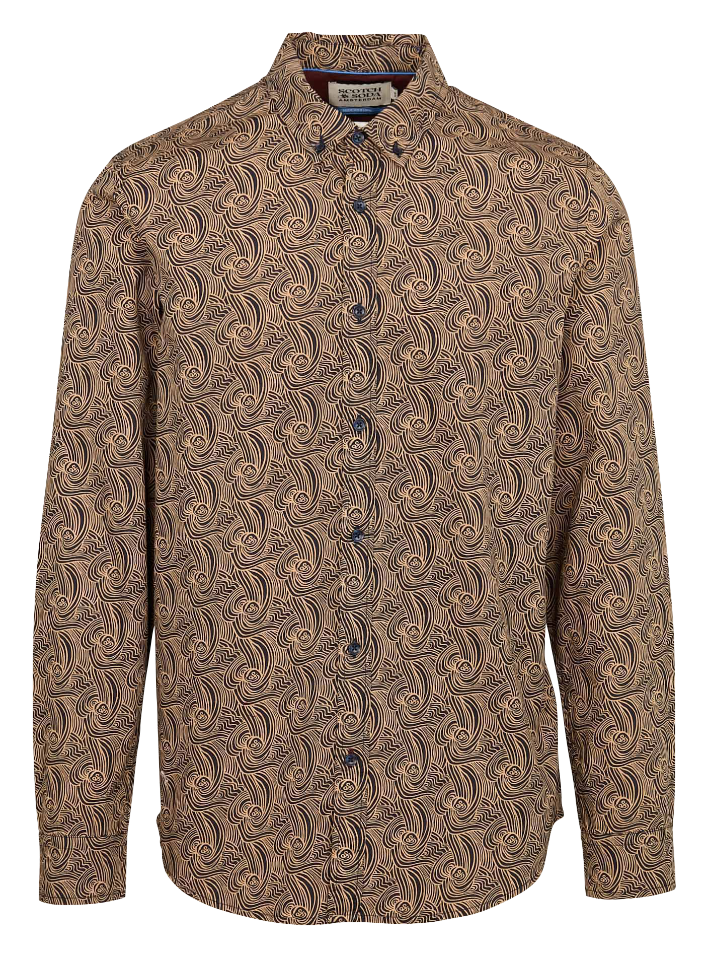 Recht, katoenen overhemd met print SCOTCH AND SODA Beige