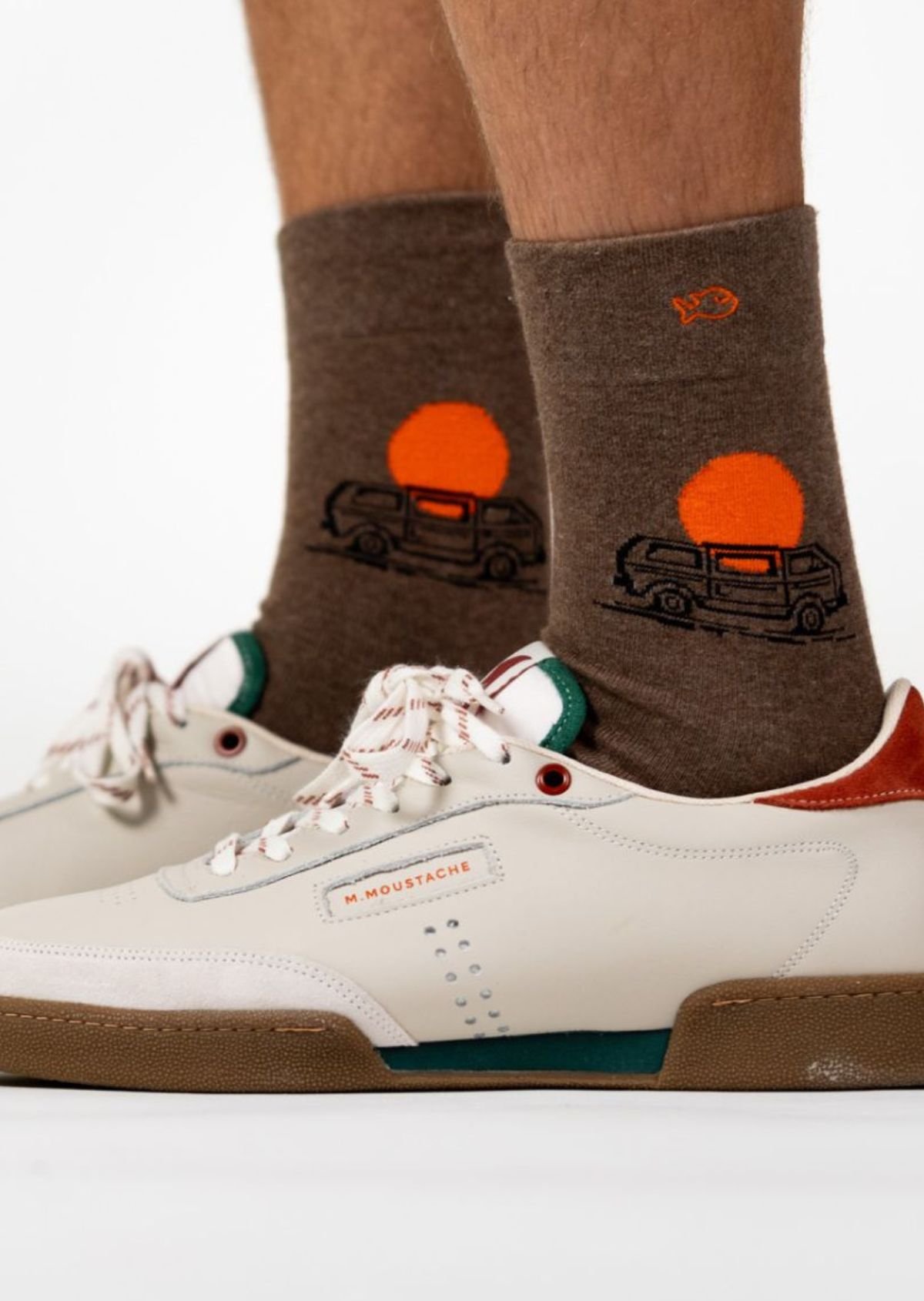 Combed cotton socks with patterns BILLYBELT Brown