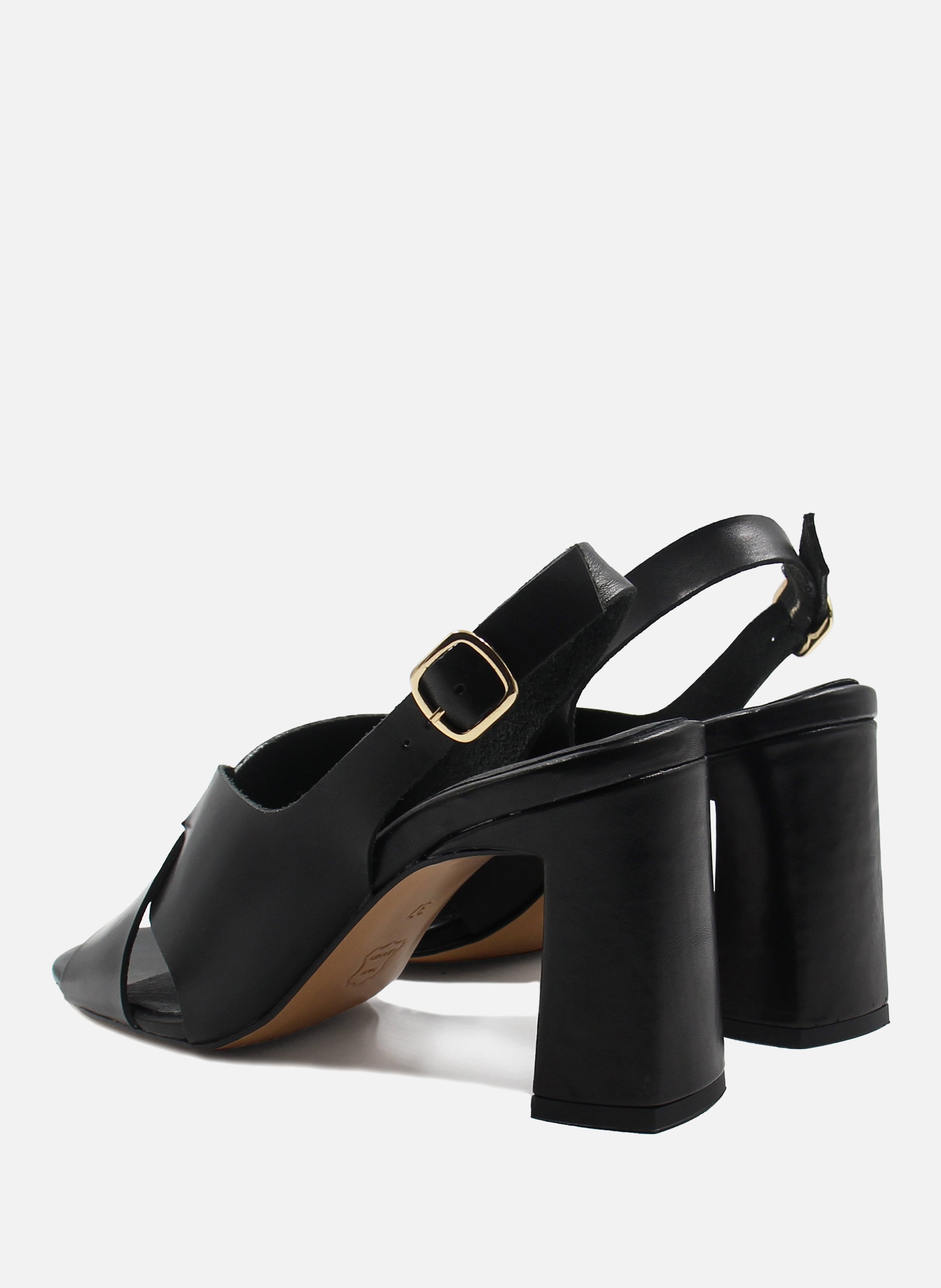 Vegetable-tanned leather graphic sandals JULES & JENN Black