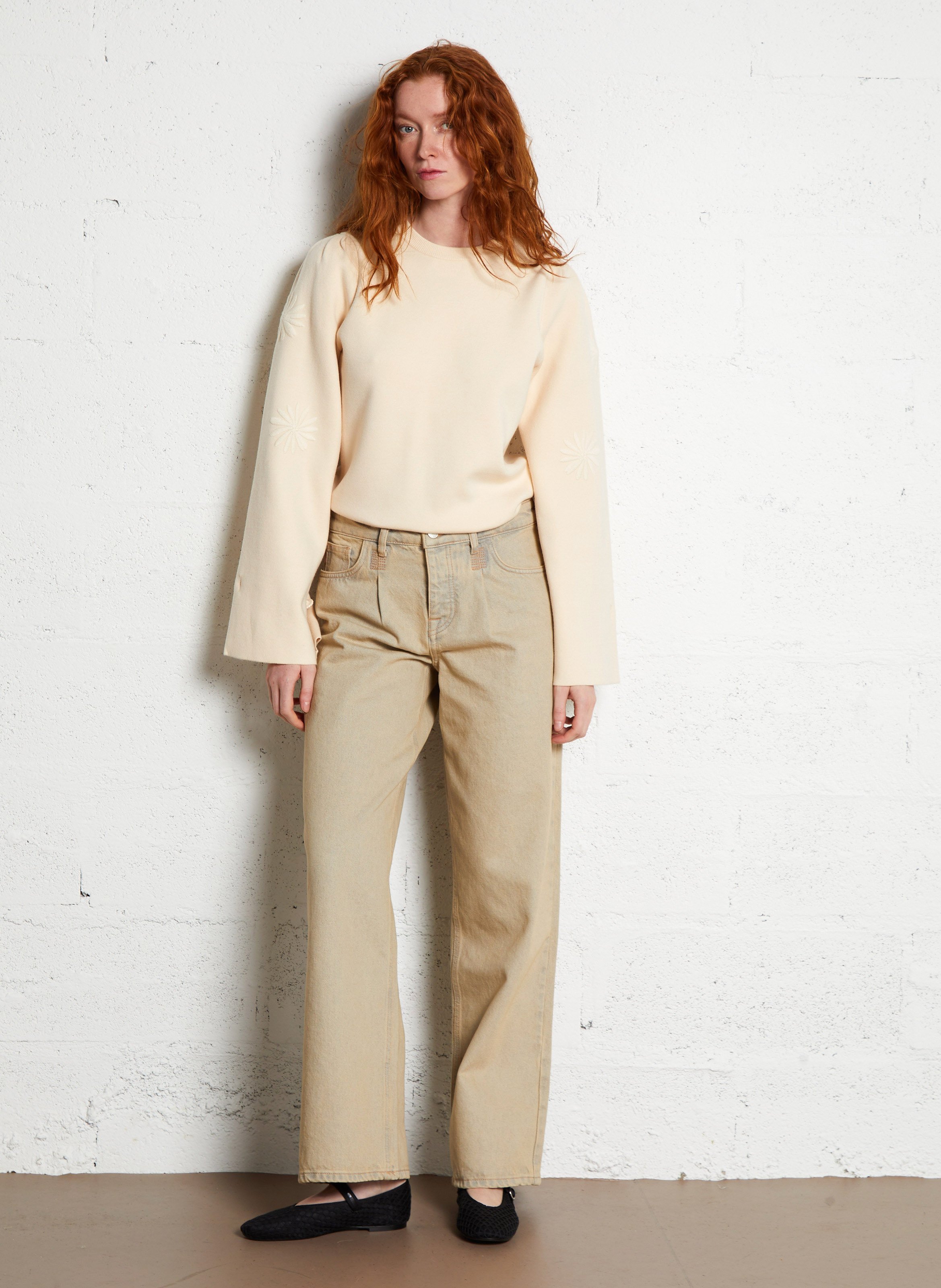 Boot-cut cotton jeans FABIENNE CHAPOT Beige