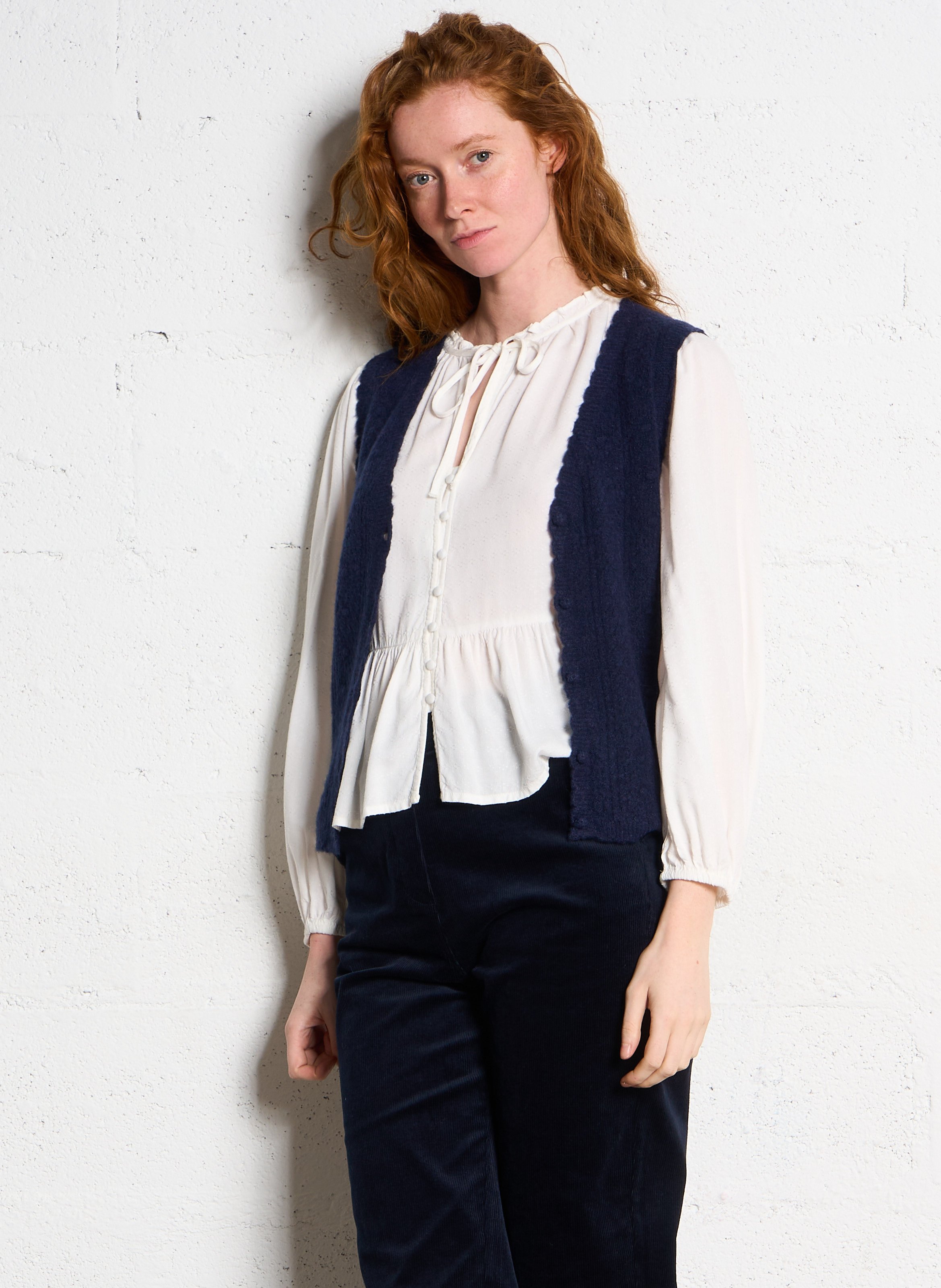Broek met rechte pijpen van velours LA PETITE ETOILE Blauw
