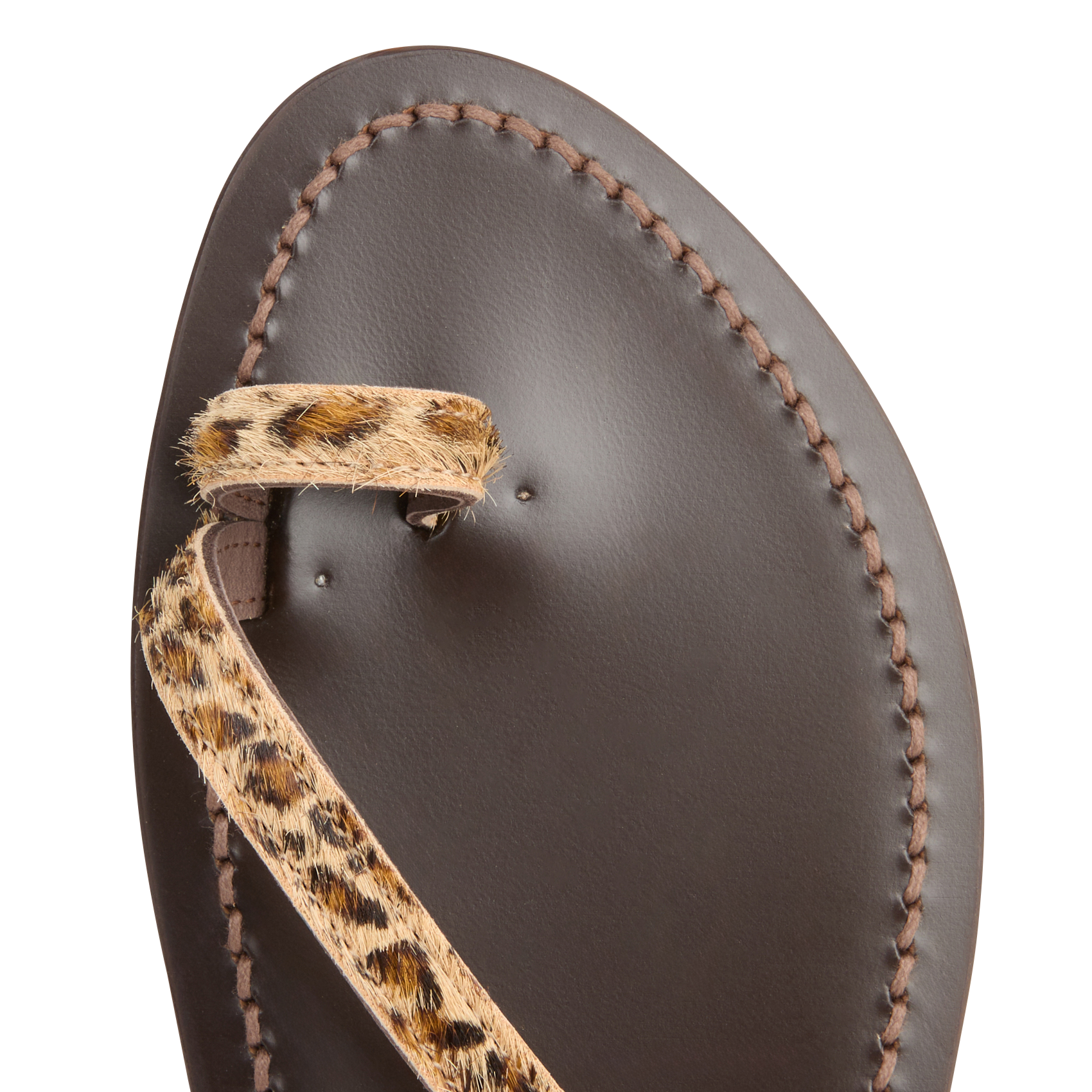 Flat printed leather sandals K JACQUES Brown