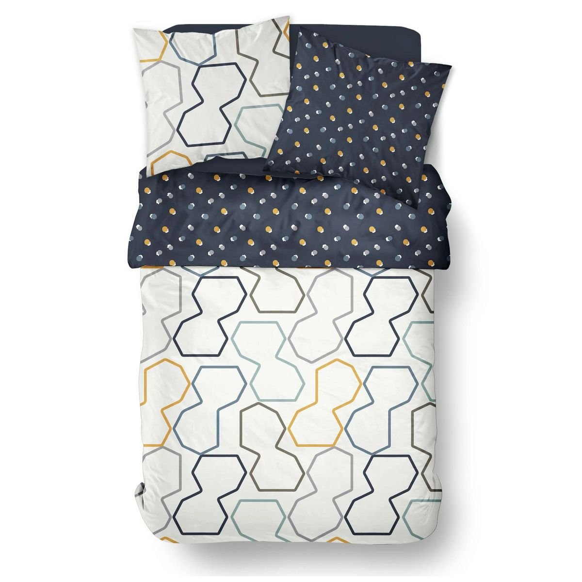 Printed cotton bed set TODAY LINGE DE MAISON White