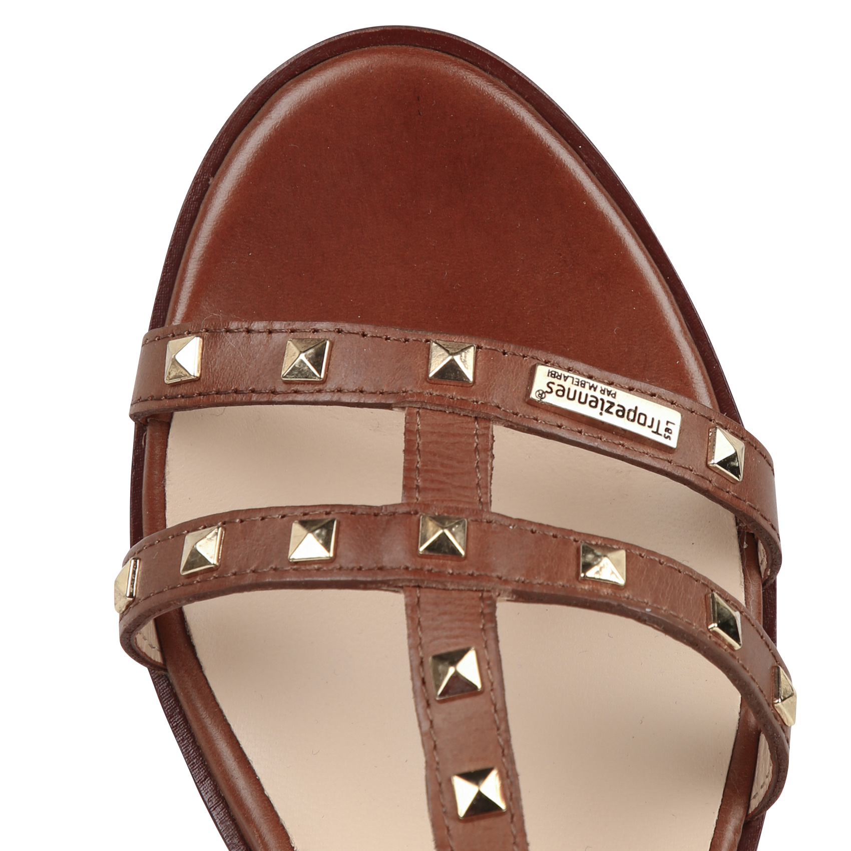 Studded open-toe high heel sandals LES TROPEZIENNES PAR M.BELARBI Brown