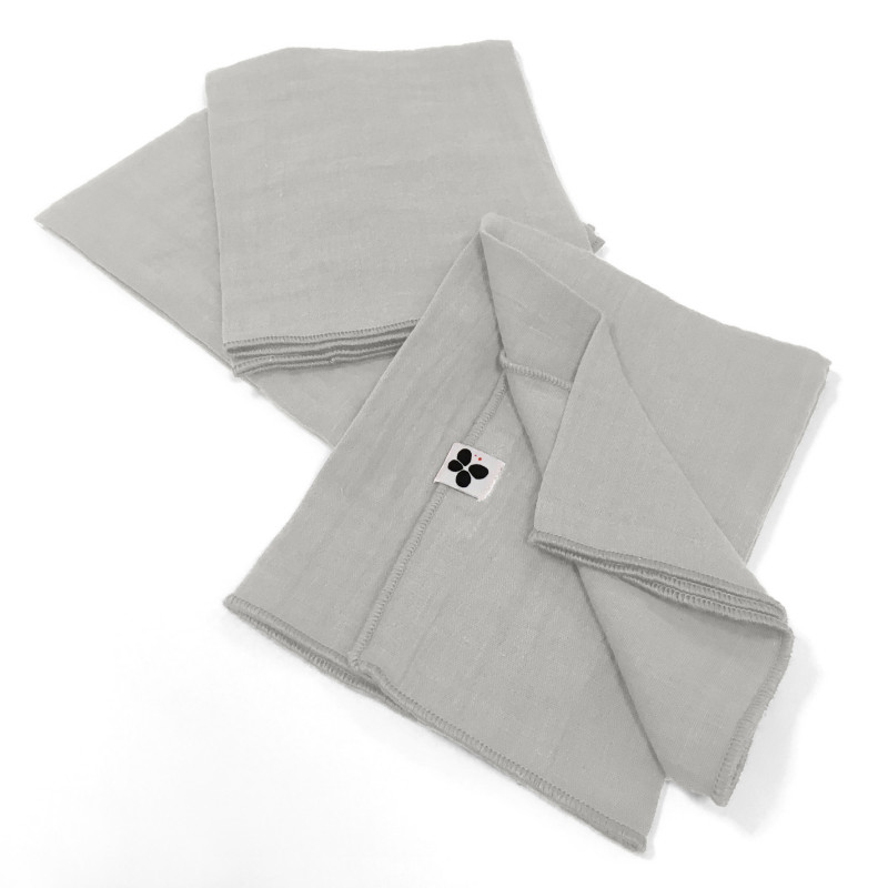 Set of 2 cotton muslin hand towels L'EFFET PAPILLON Grey