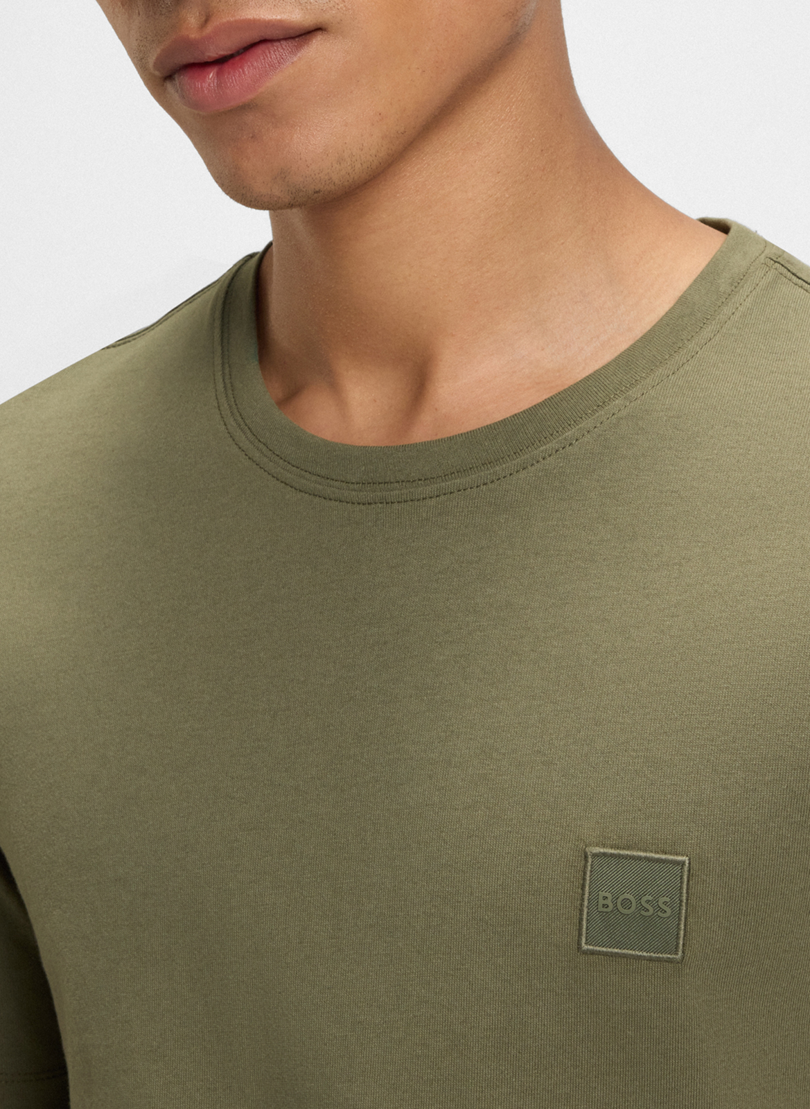 Short-sleeved round-neck cotton T-shirt BOSS Khaki