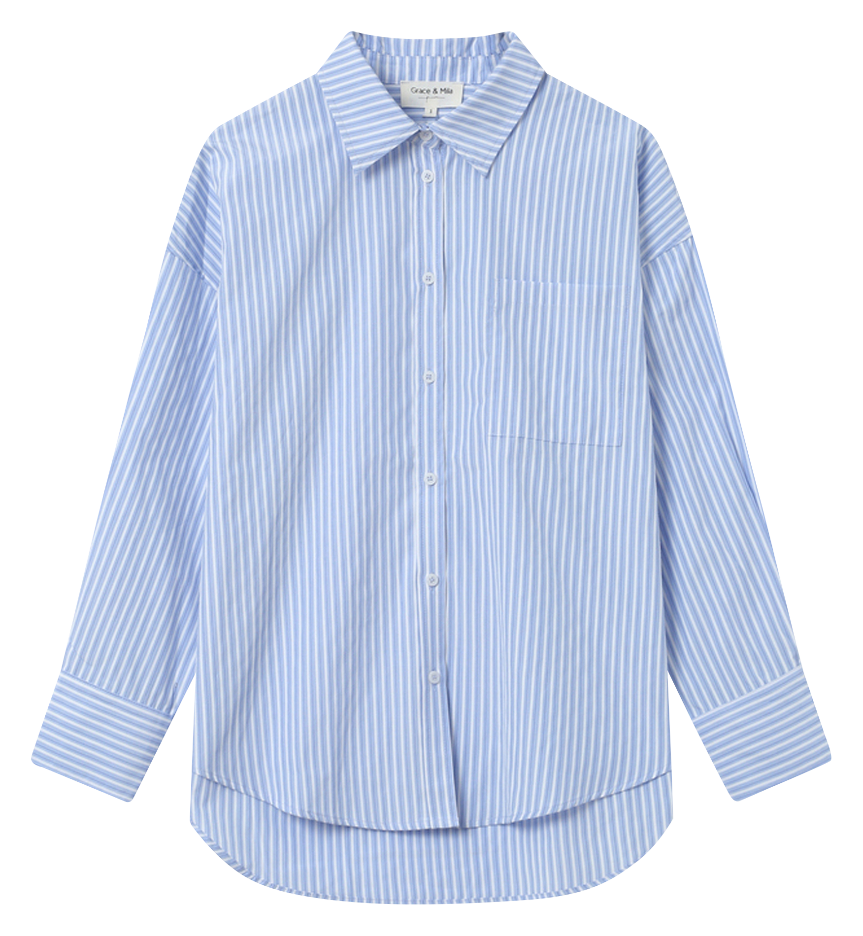 Shirt with classic collar in cotton GRACE ET MILA Blue