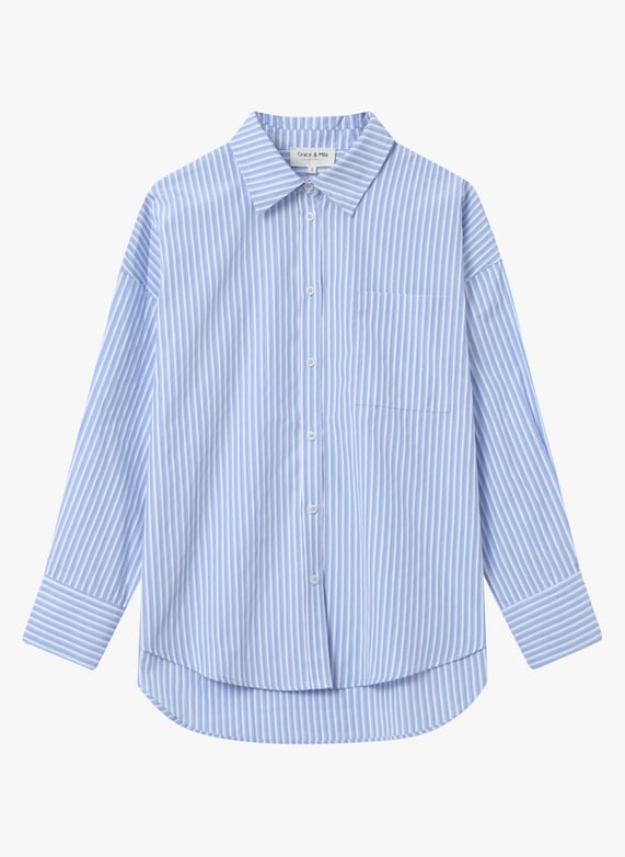 Chemise col classiqe en coton - Bleu – SULLY