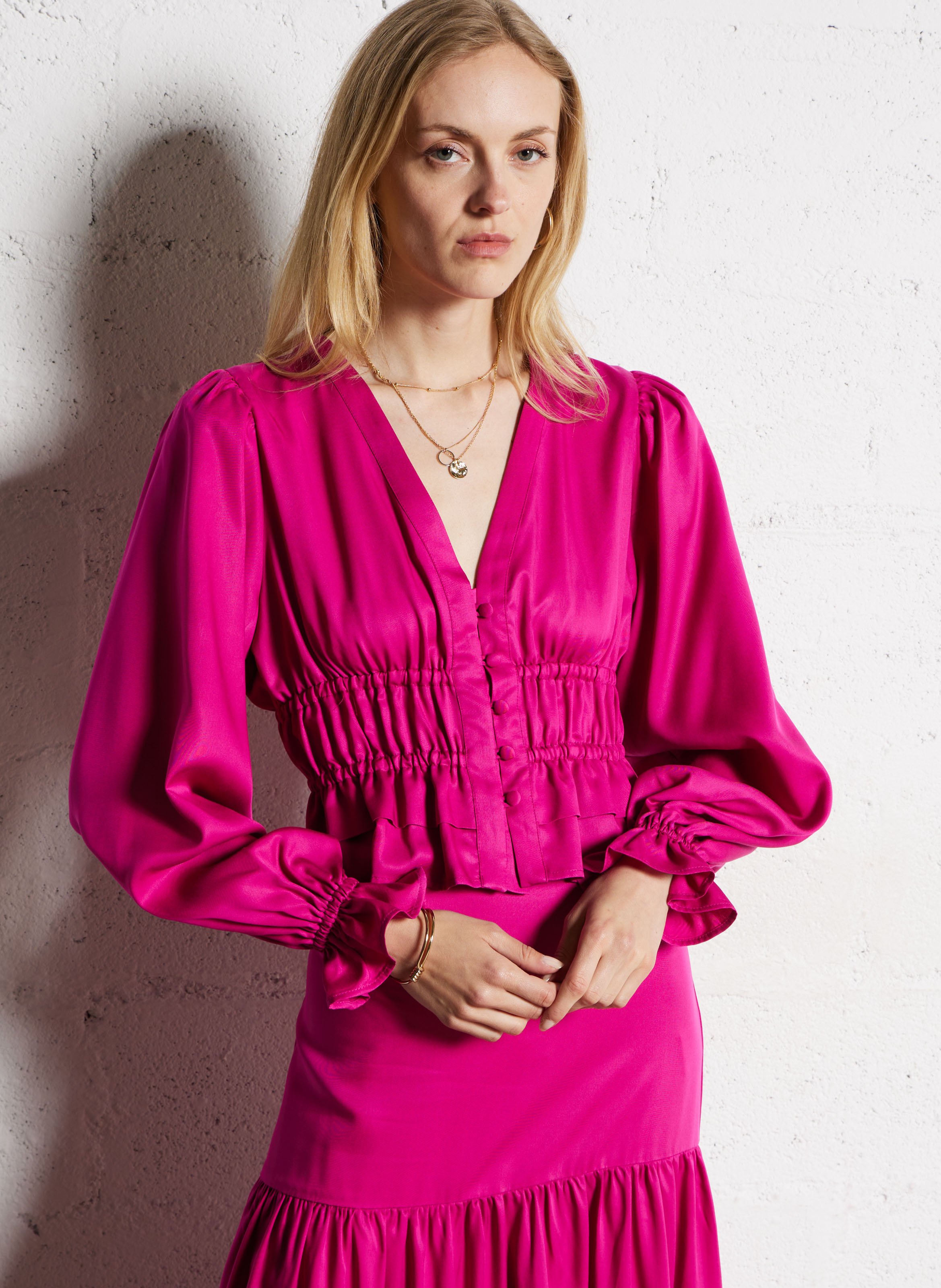 Tailliertes Oberteil mit V-Ausschnitt ELISE CHALMIN Rosa