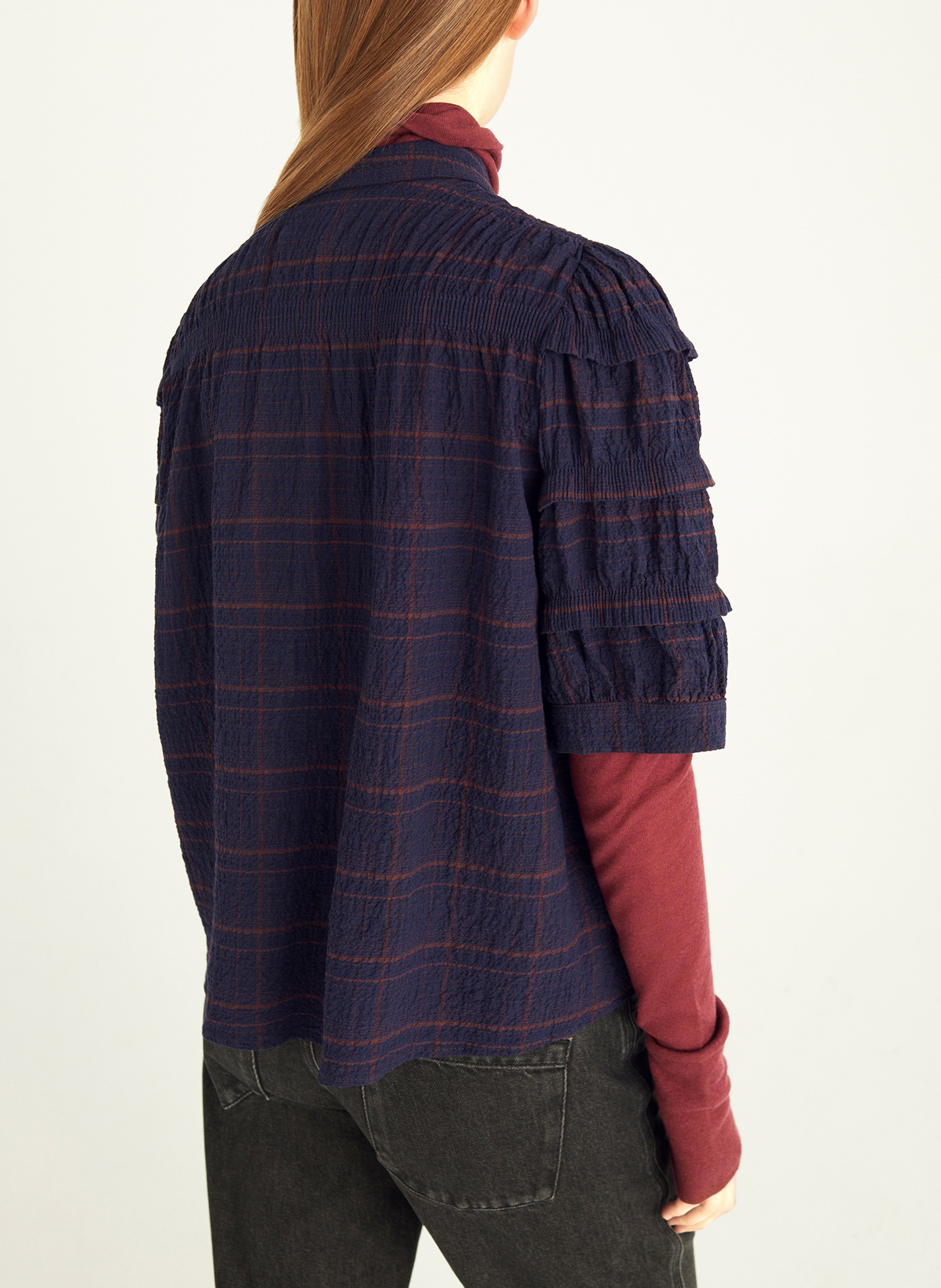 Checked blouse with classic collar COTELAC Blue