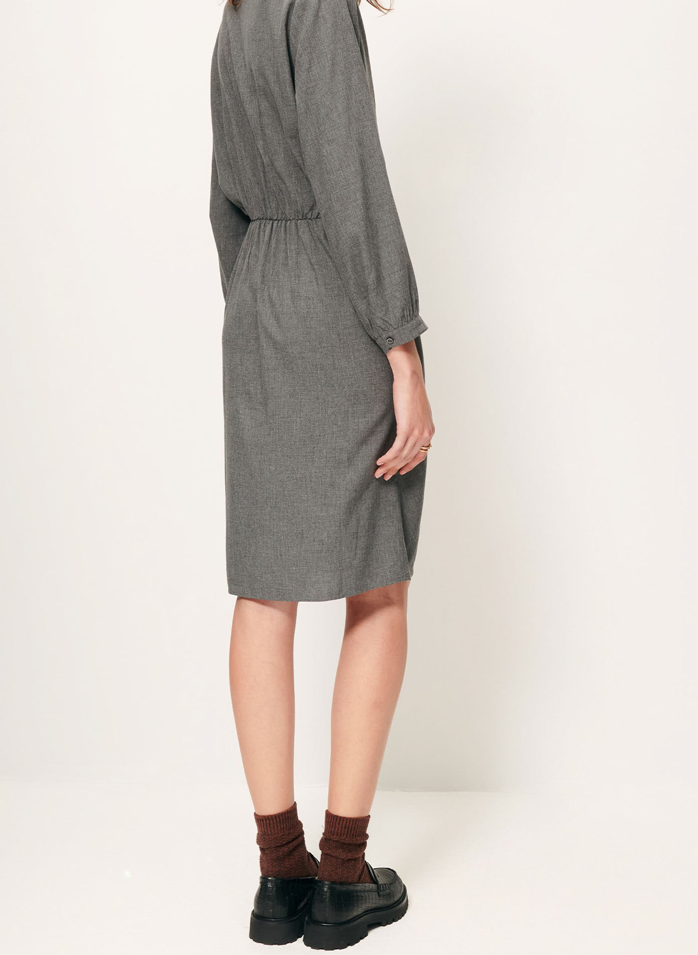 Midi shirt dress with tie-waist SESSUN Grey