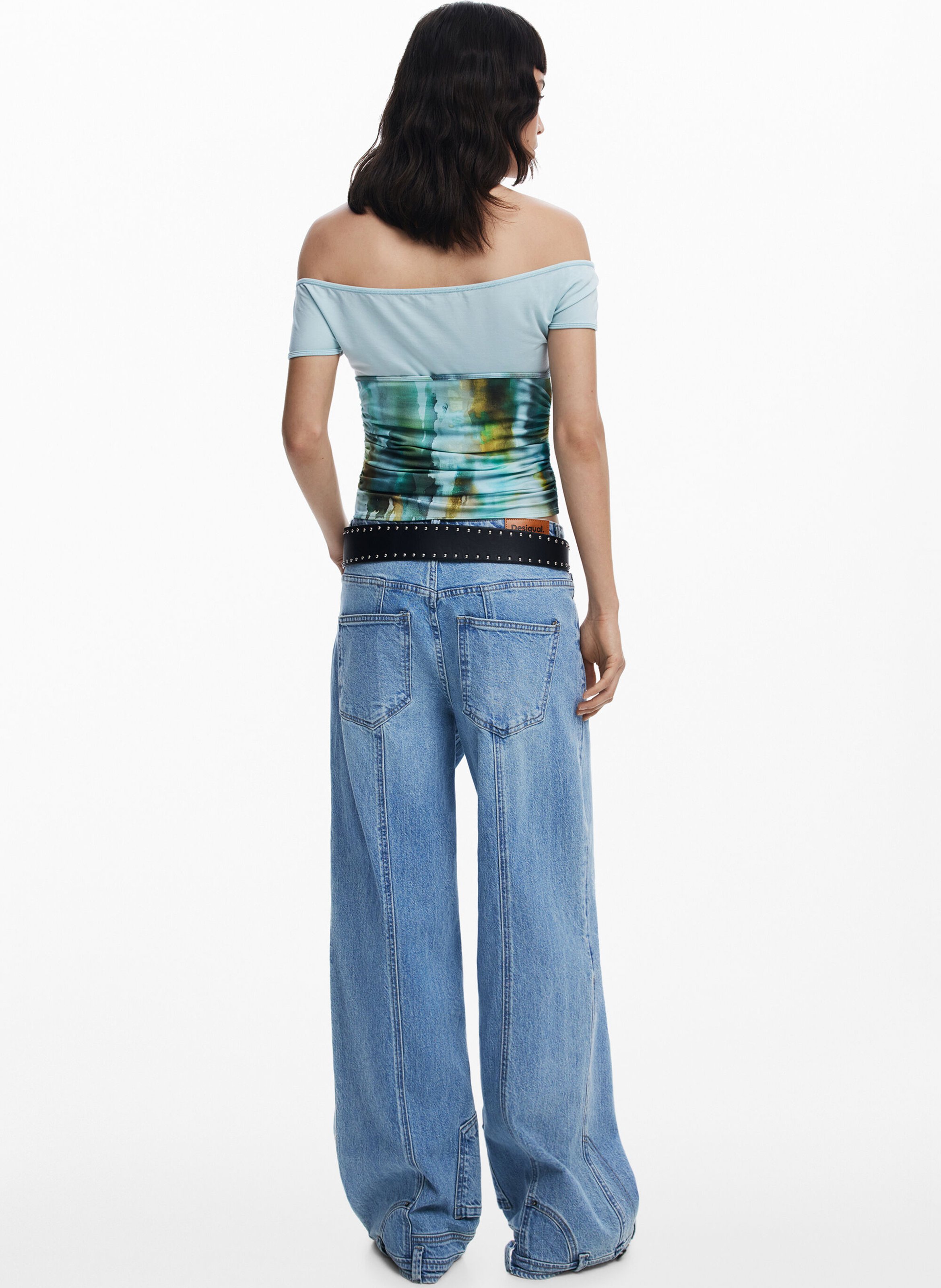 Top manches courtes superposé à motifs DESIGUAL Jaune