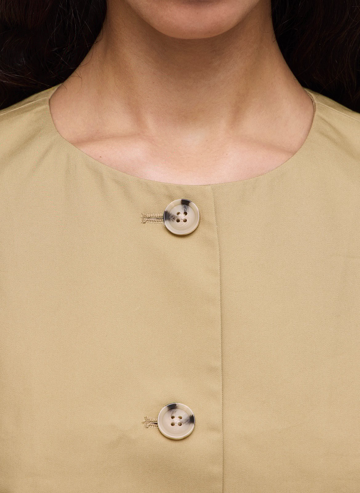 Top col rond en coton mélangé ROUGE EDIT Beige